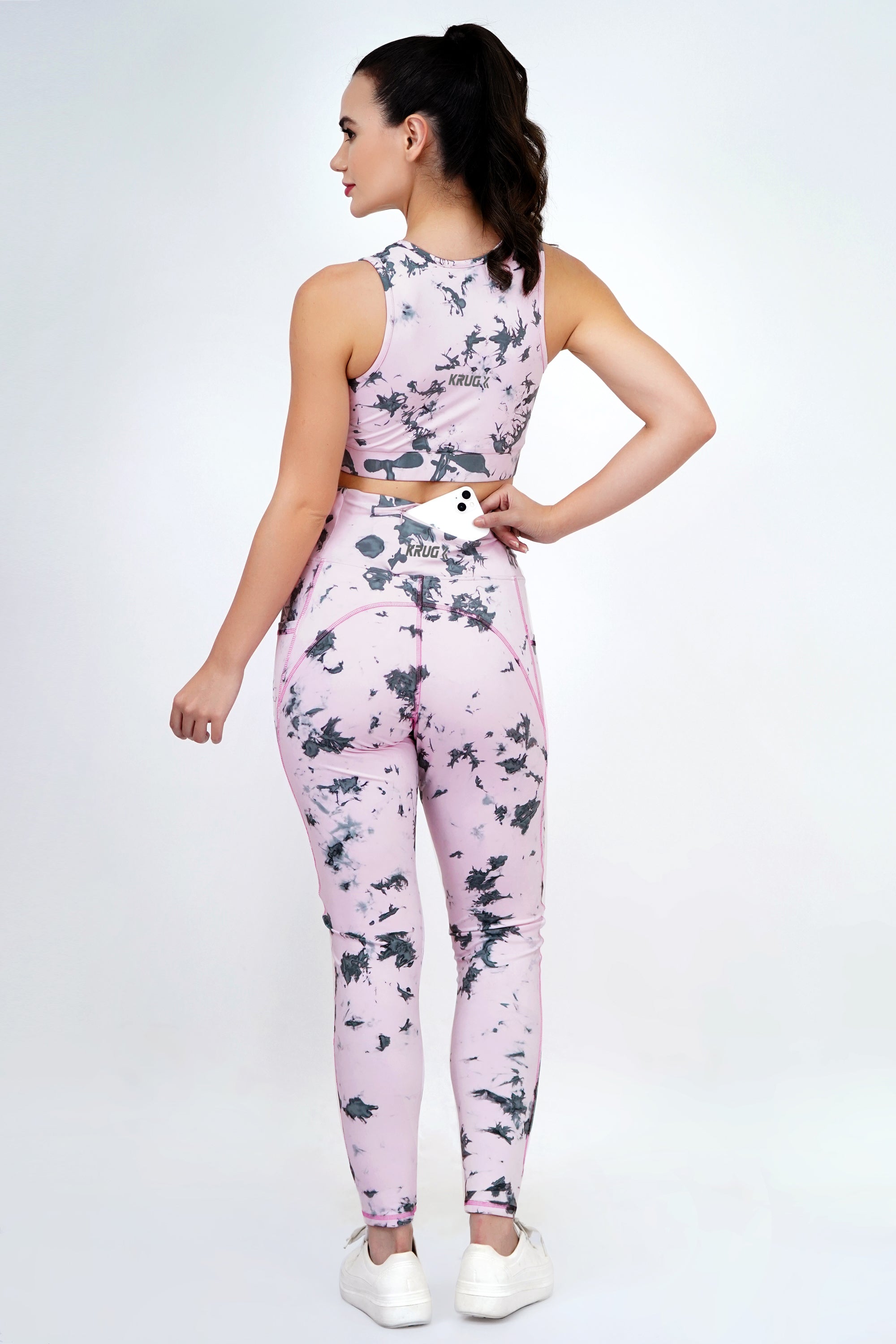 Blush Pink With Black Sports & Gym Co-Ord Set For Women