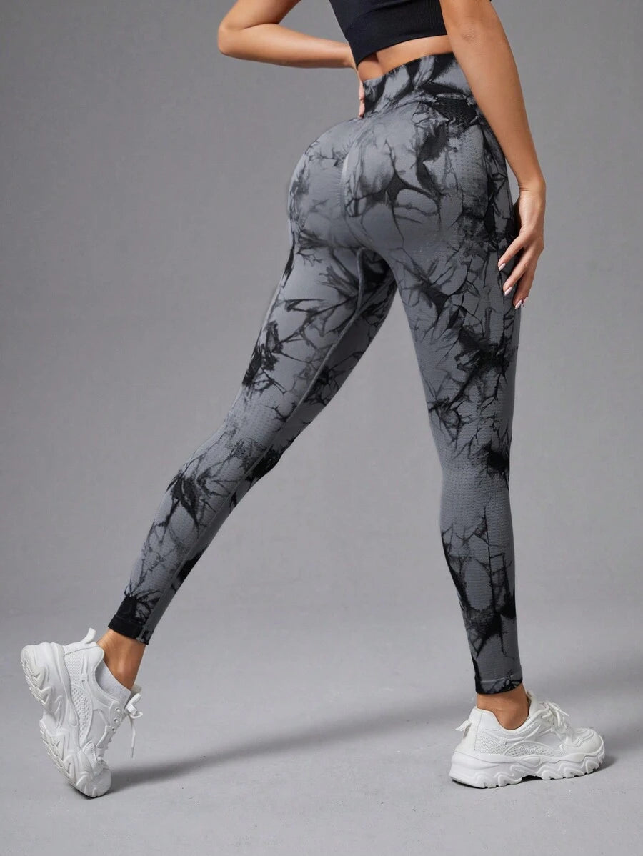 Grey and Black Tie & Dye Legging