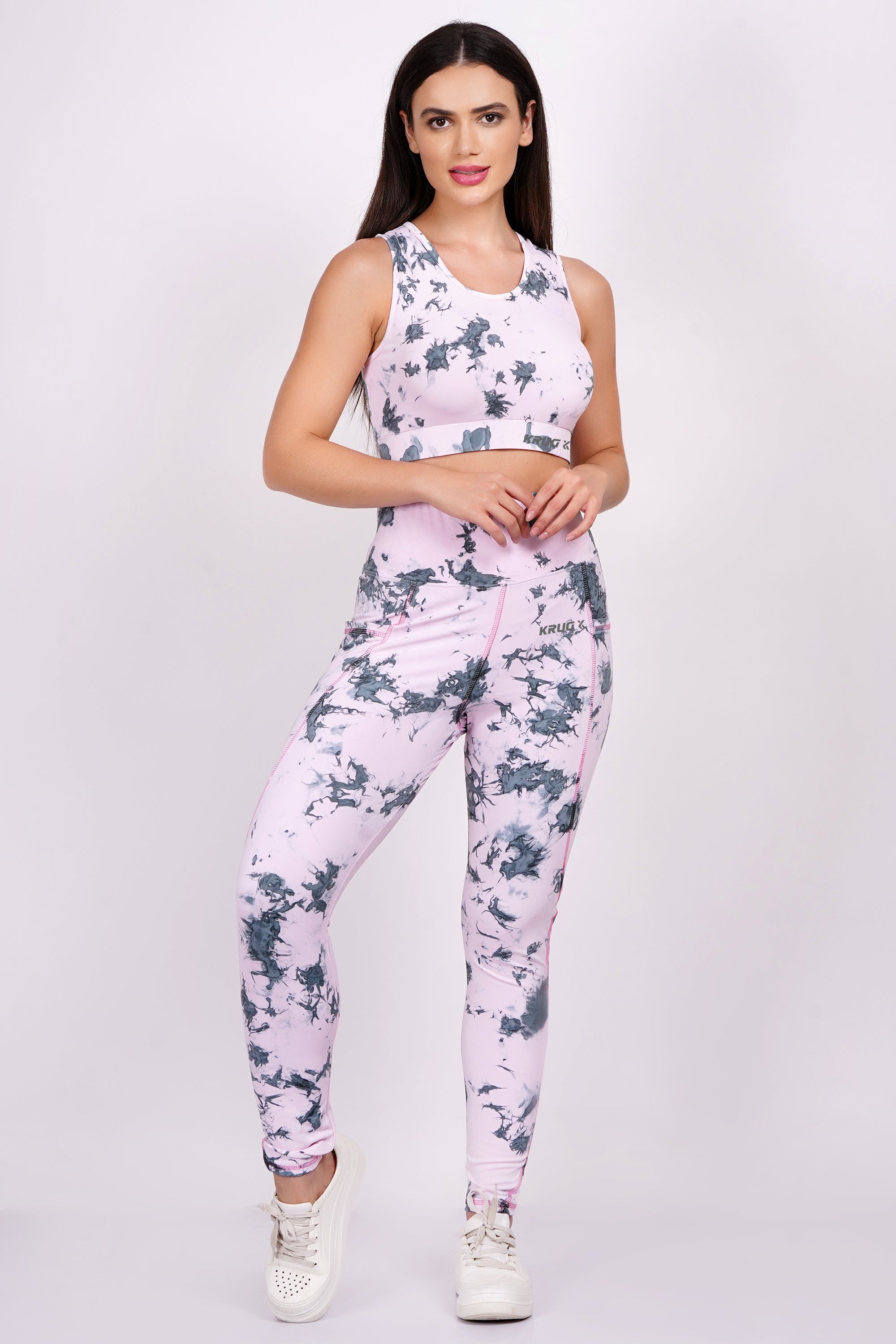 Blush Pink With Black Sports & Gym Co-Ord Set For Women
