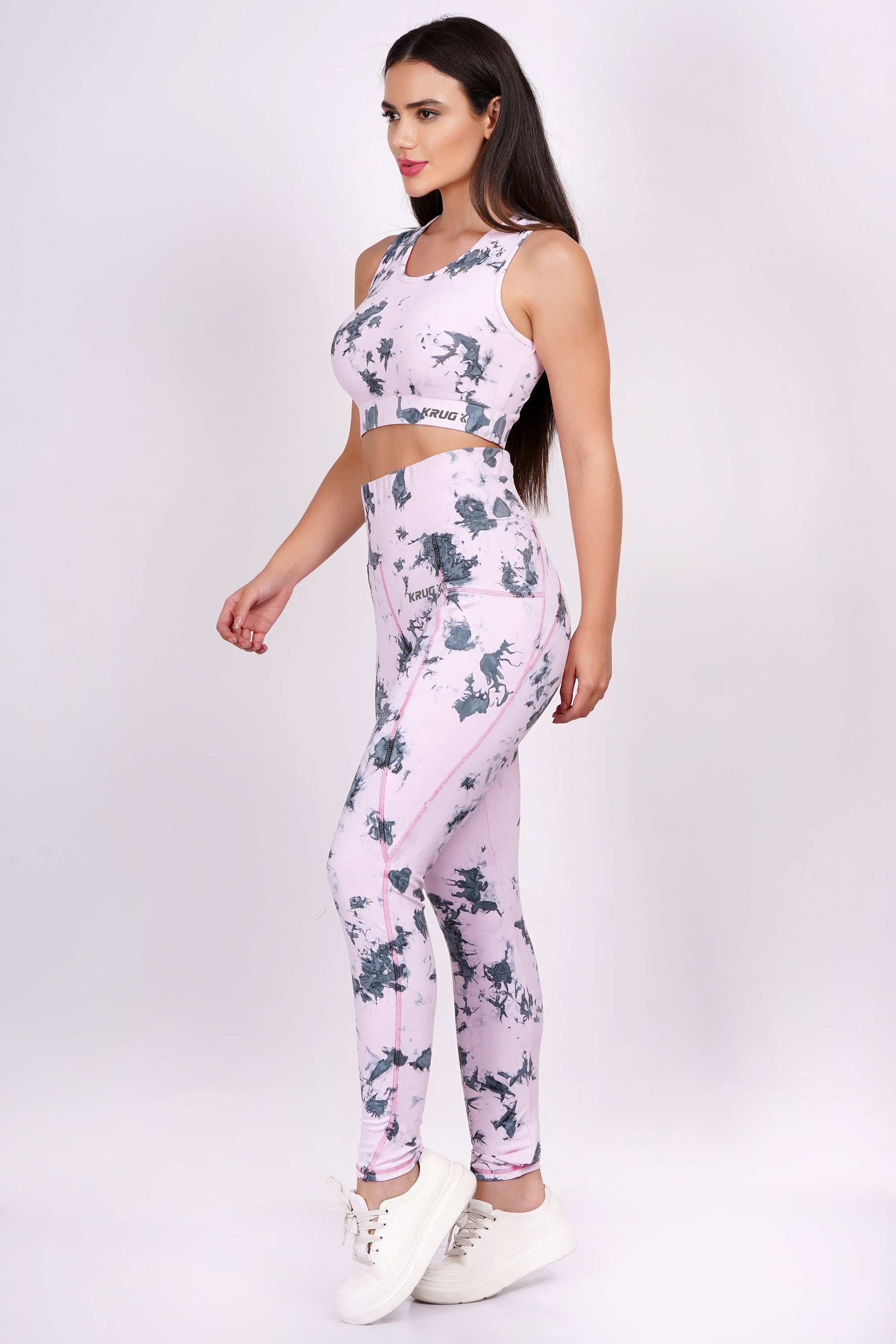 Blush Pink With Black Sports & Gym Co-Ord Set For Women