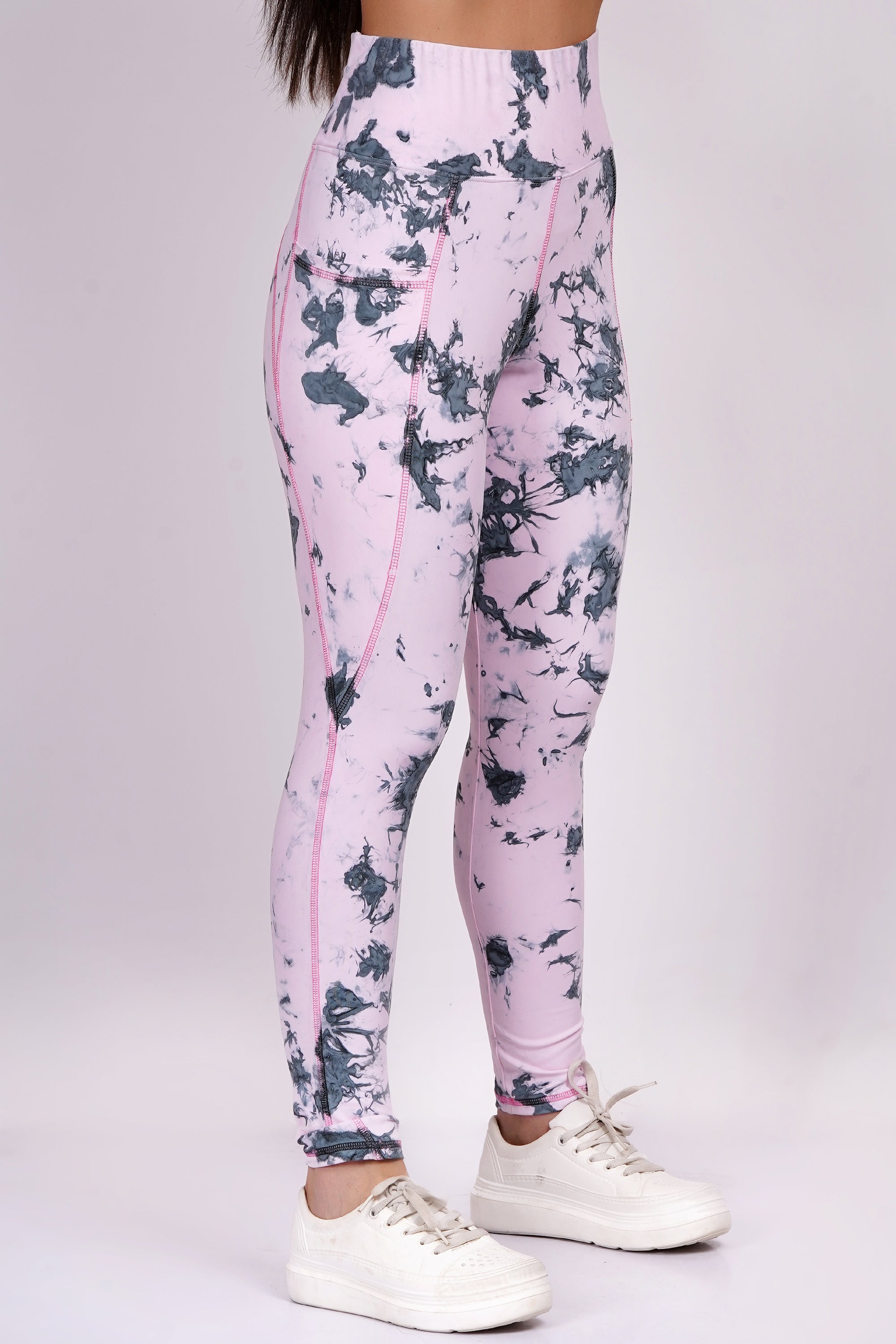 Blush Pink With Black Sports & Gym Bottom Wear For Women