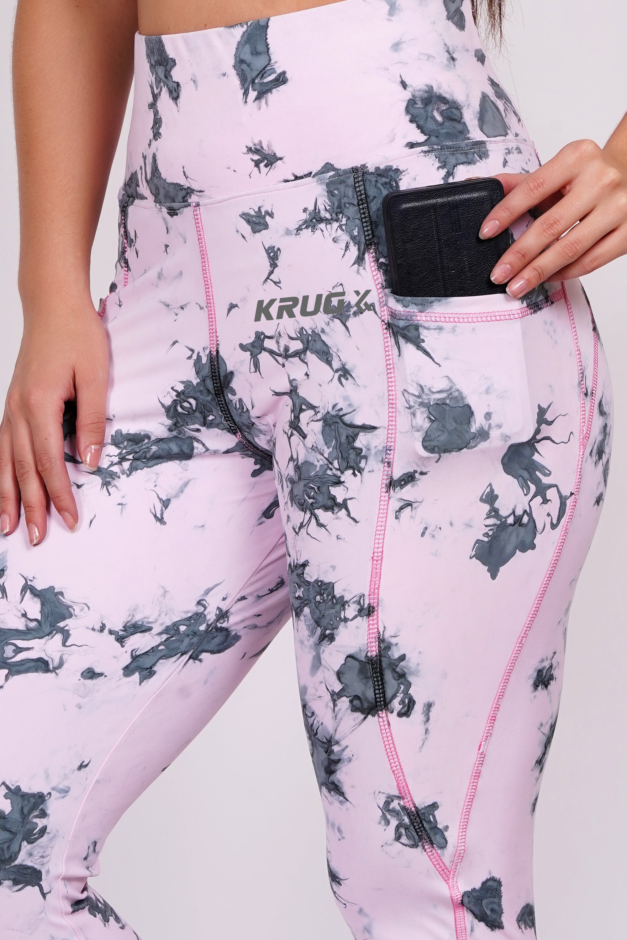 Blush Pink With Black Sports & Gym Bottom Wear For Women