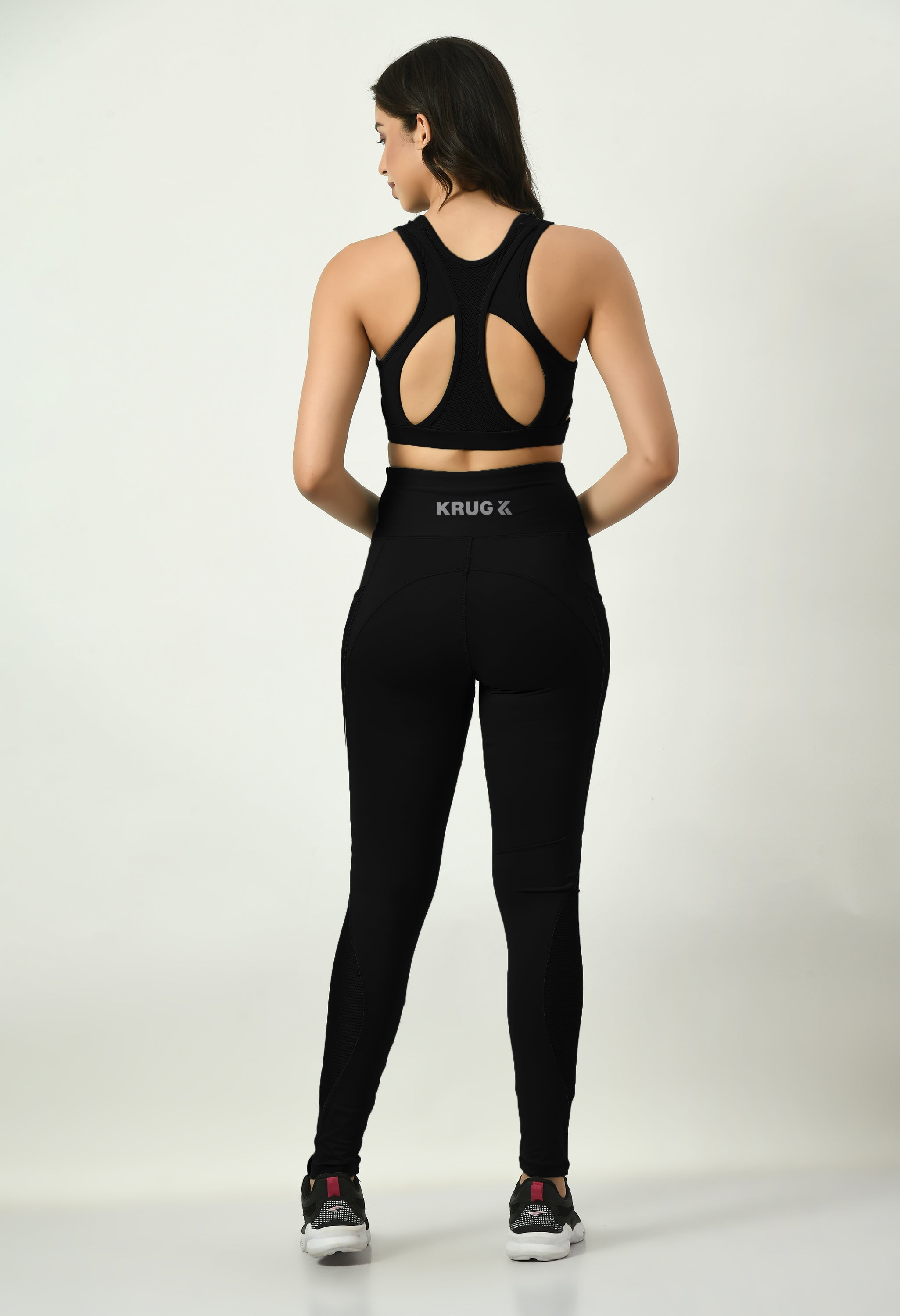 Midnight Black Sports Bra & Leggings Co-Ord Set For Women