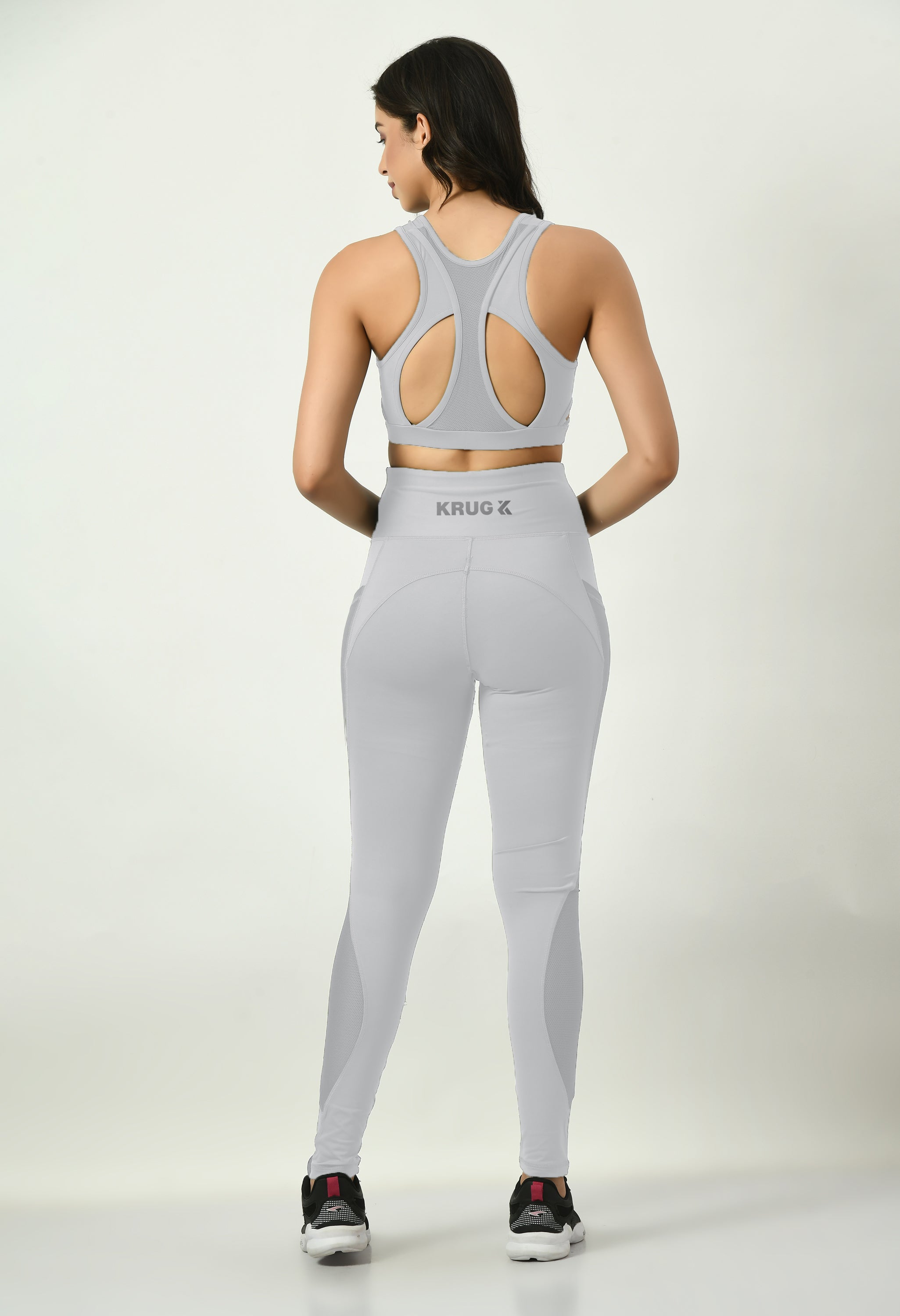 Cloud Grey Sports Bra & Leggings Co-Ord Set For Women