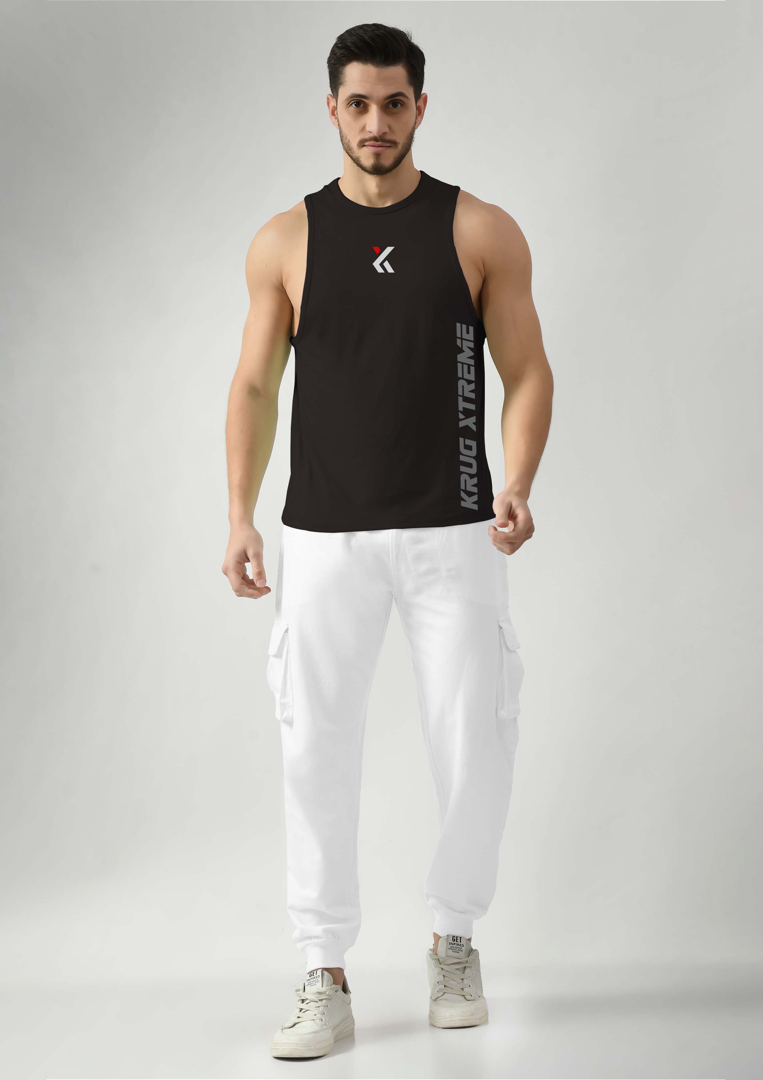 Midnight Black Gym Tank Tops For Mens