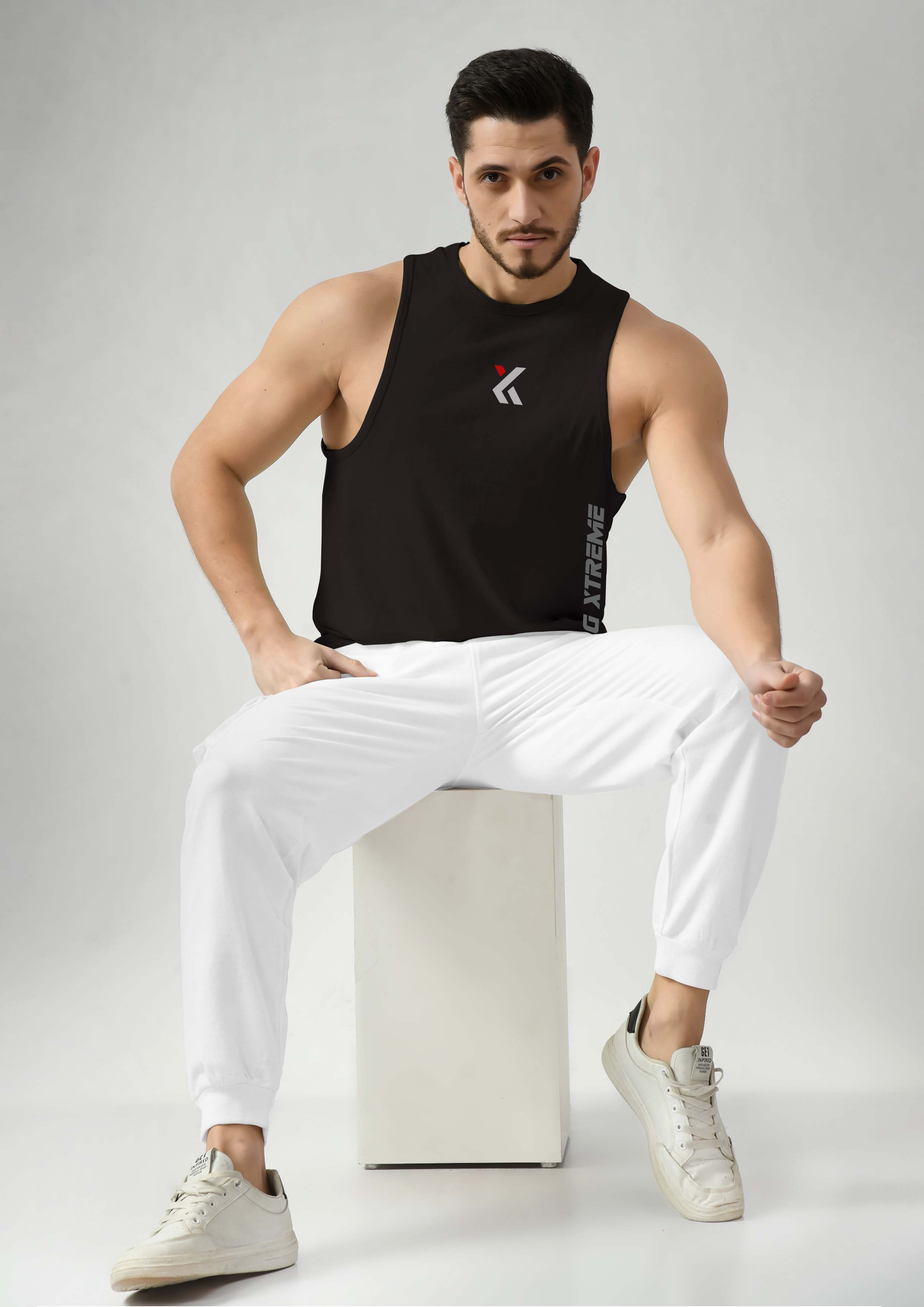 Midnight Black Gym Tank Tops For Mens