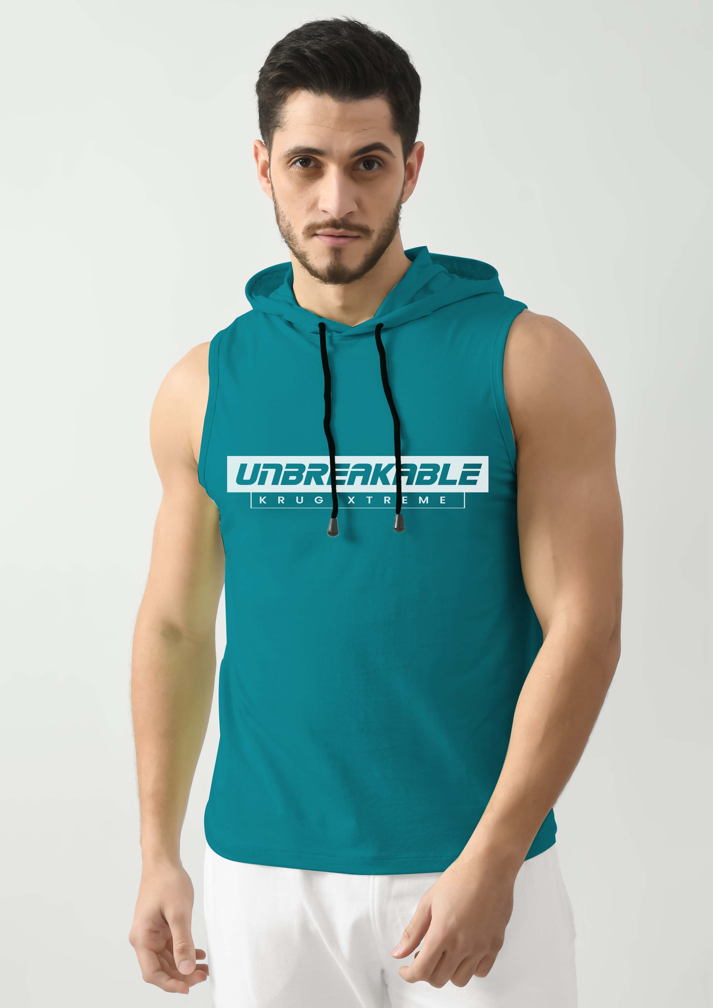Breezy Green Gym Tank Top for Men with Hoodie