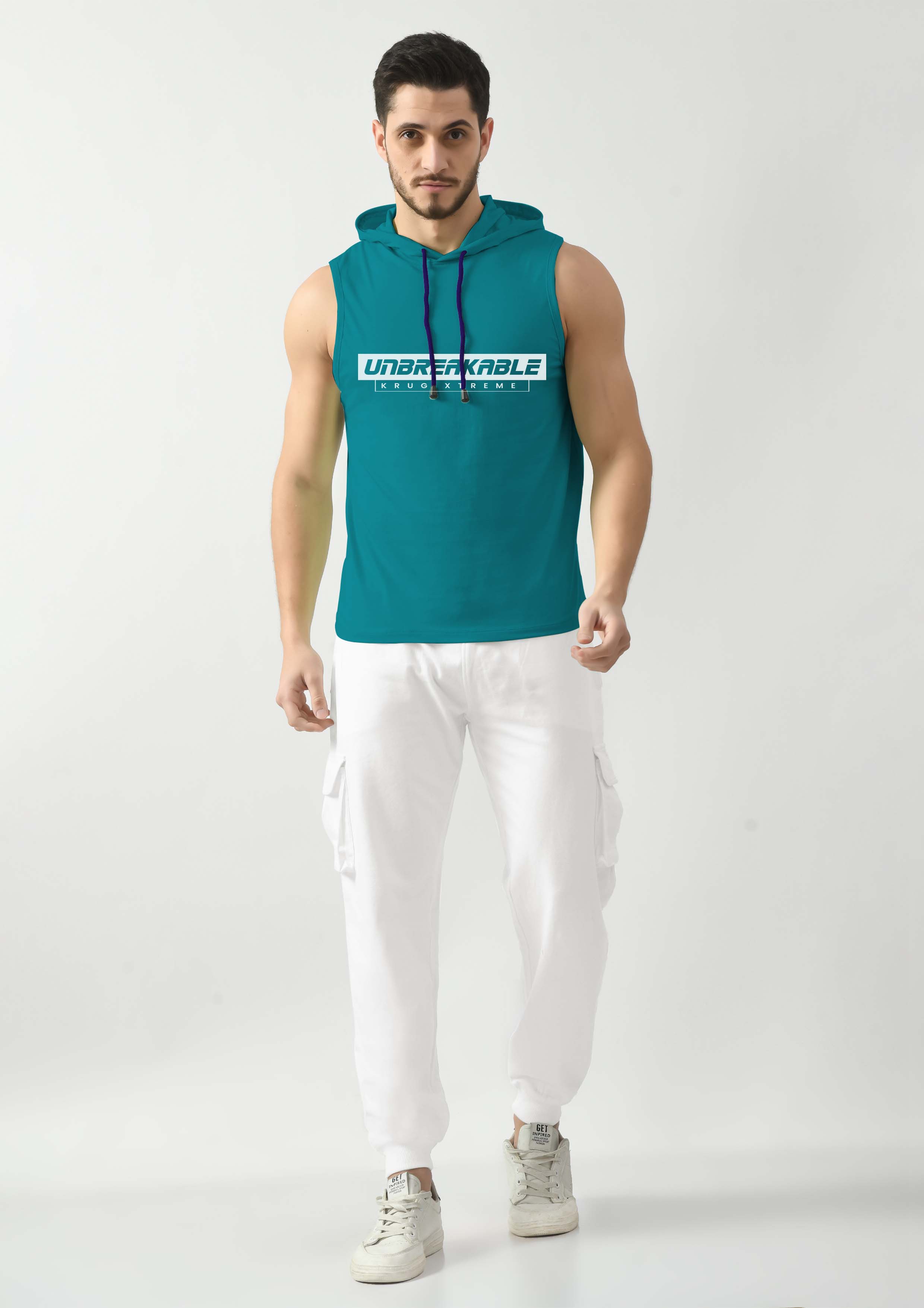 Breezy Green Gym Tank Top for Men with Hoodie