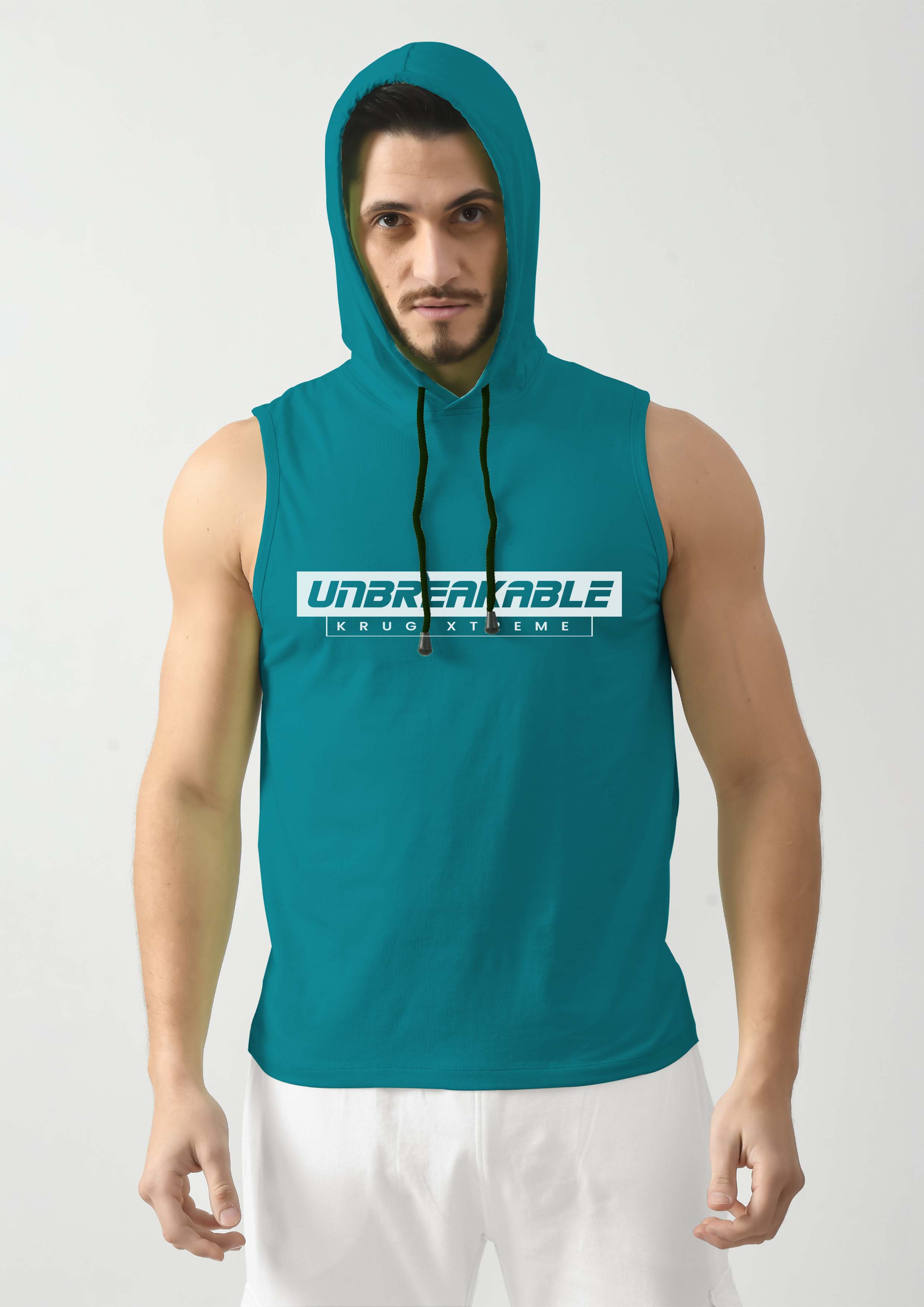 Breezy Green Gym Tank Top for Men with Hoodie