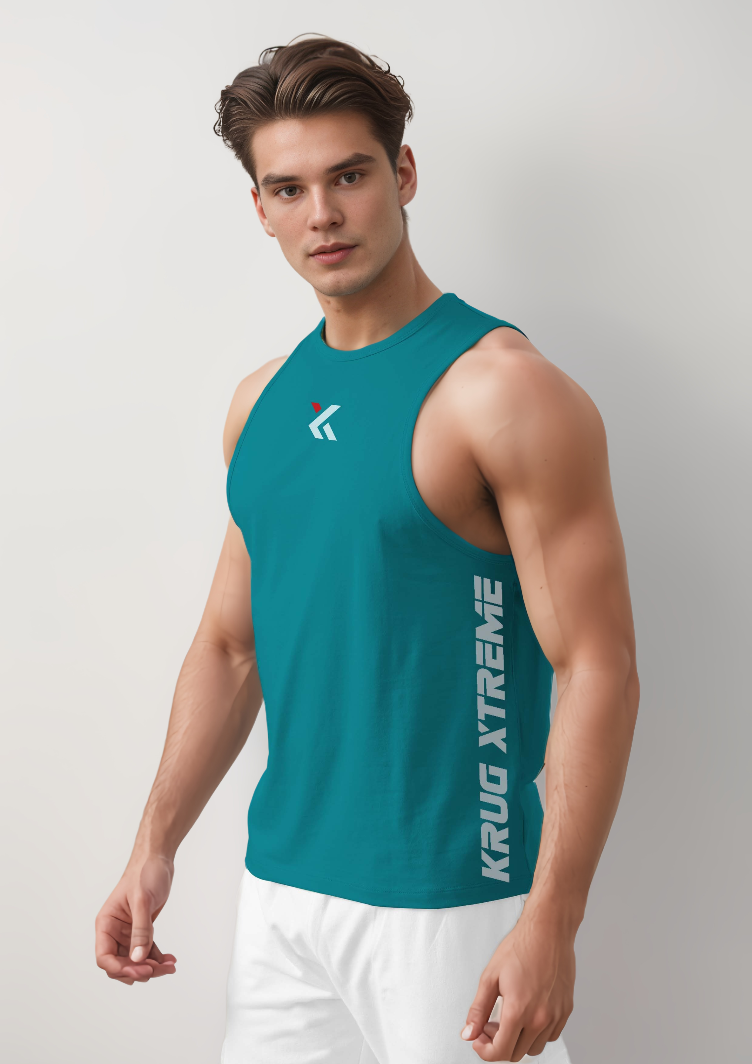Cyan Green Gym Tank Tops For Mens