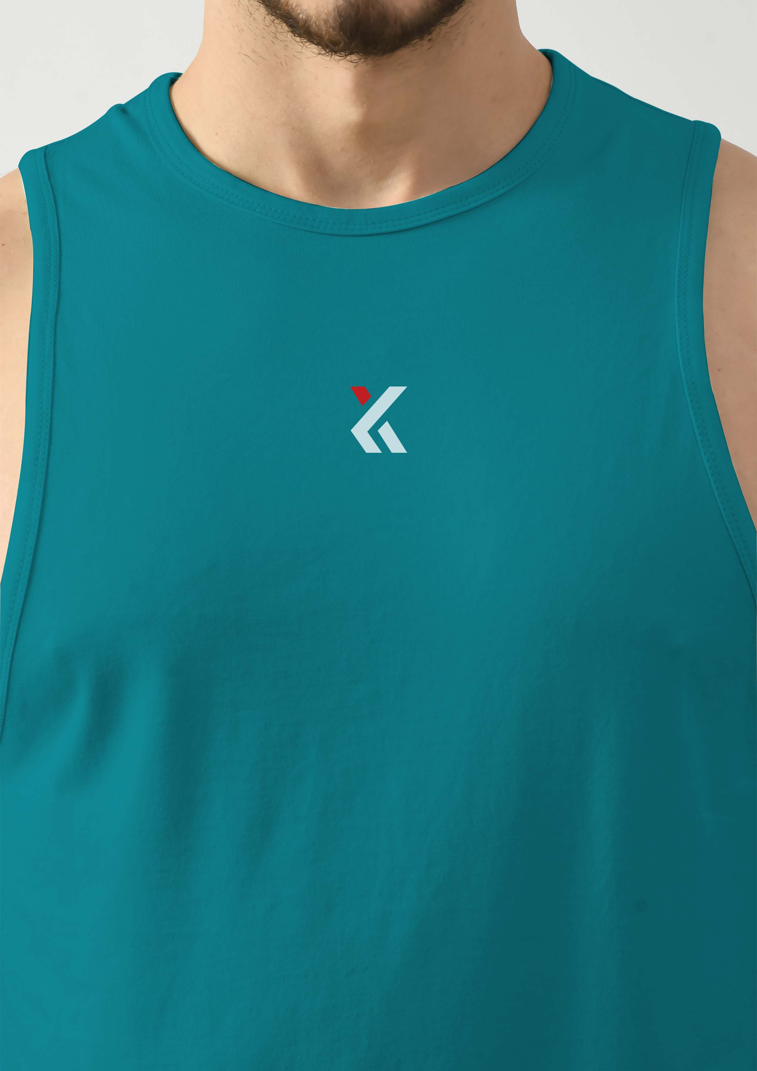Cyan Green Gym Tank Tops For Mens