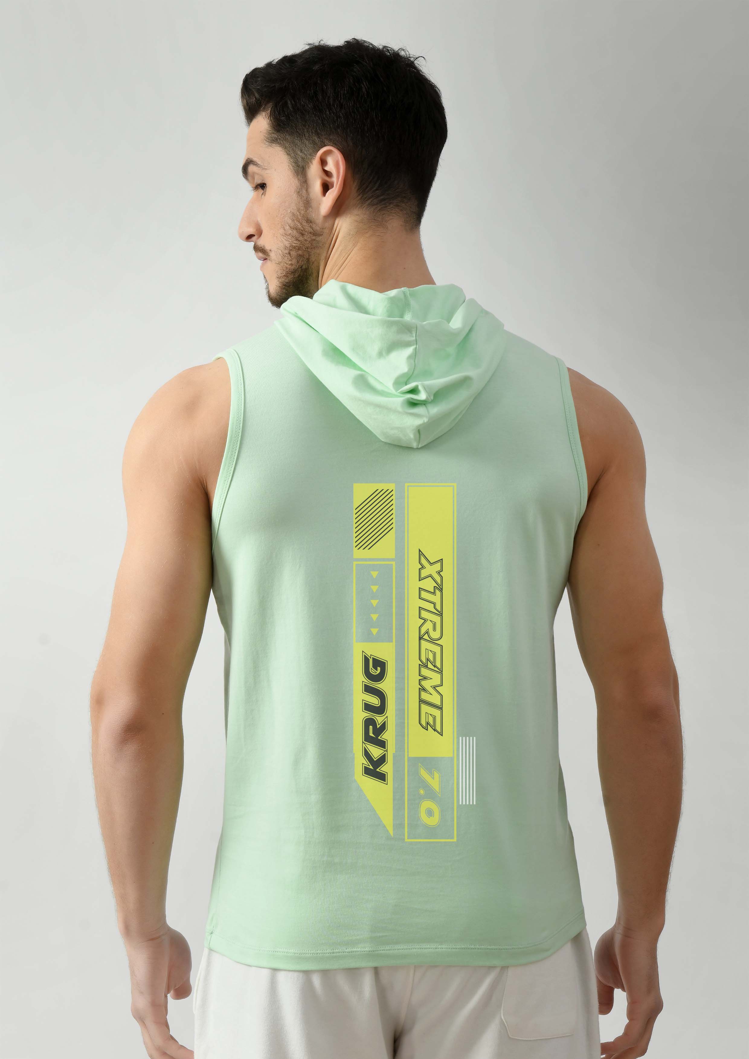 Celadon Green Tank Top for Men with Hoodie