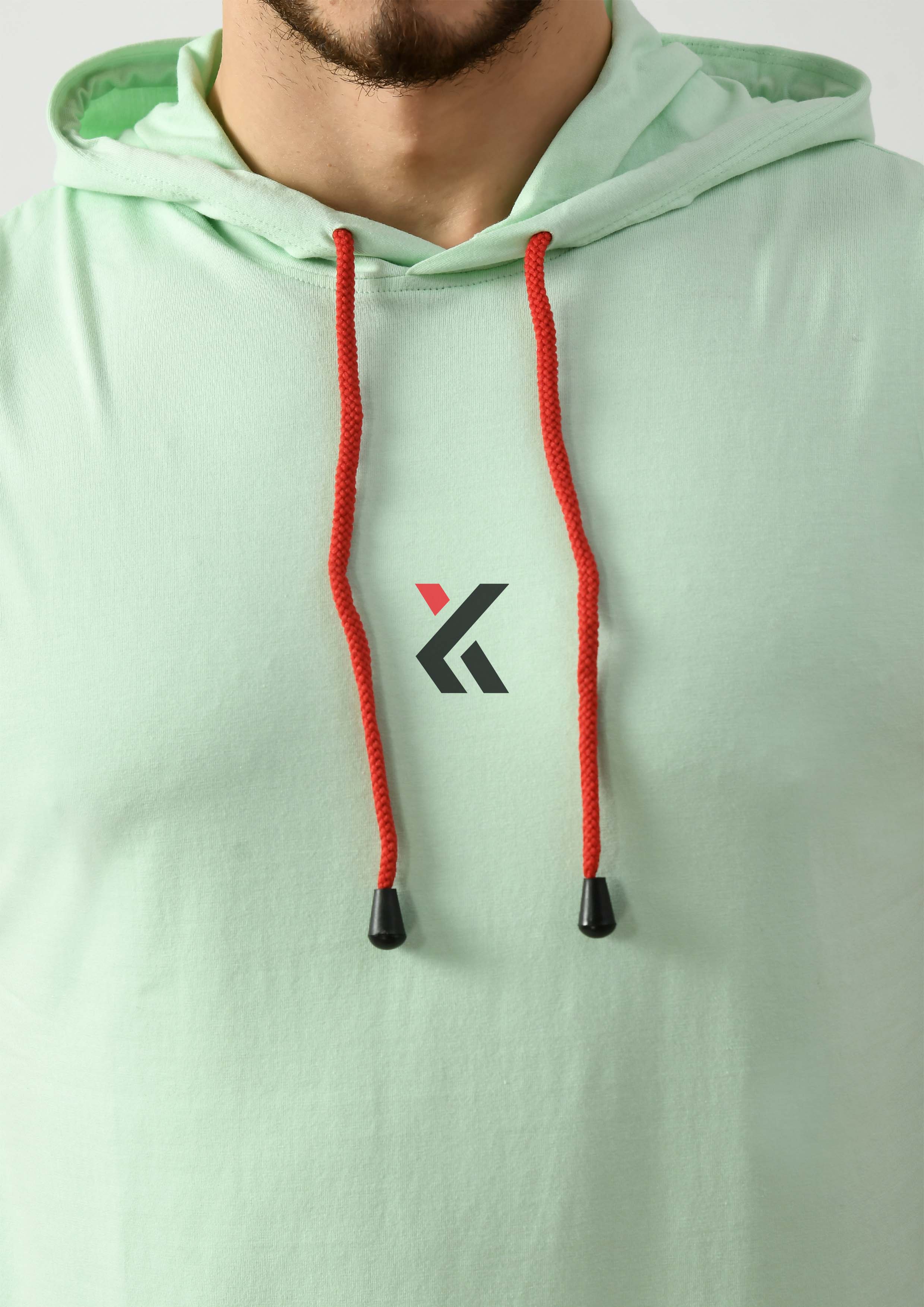 Celadon Green Tank Top for Men with Hoodie