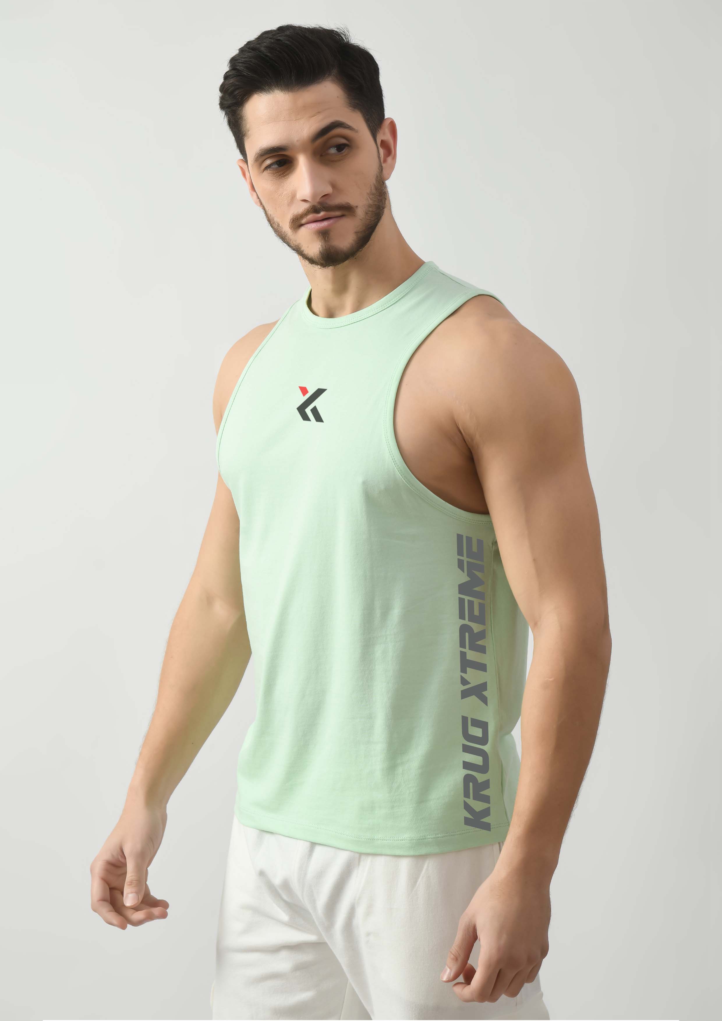 Celadon Green Gym Tank Tops For Mens