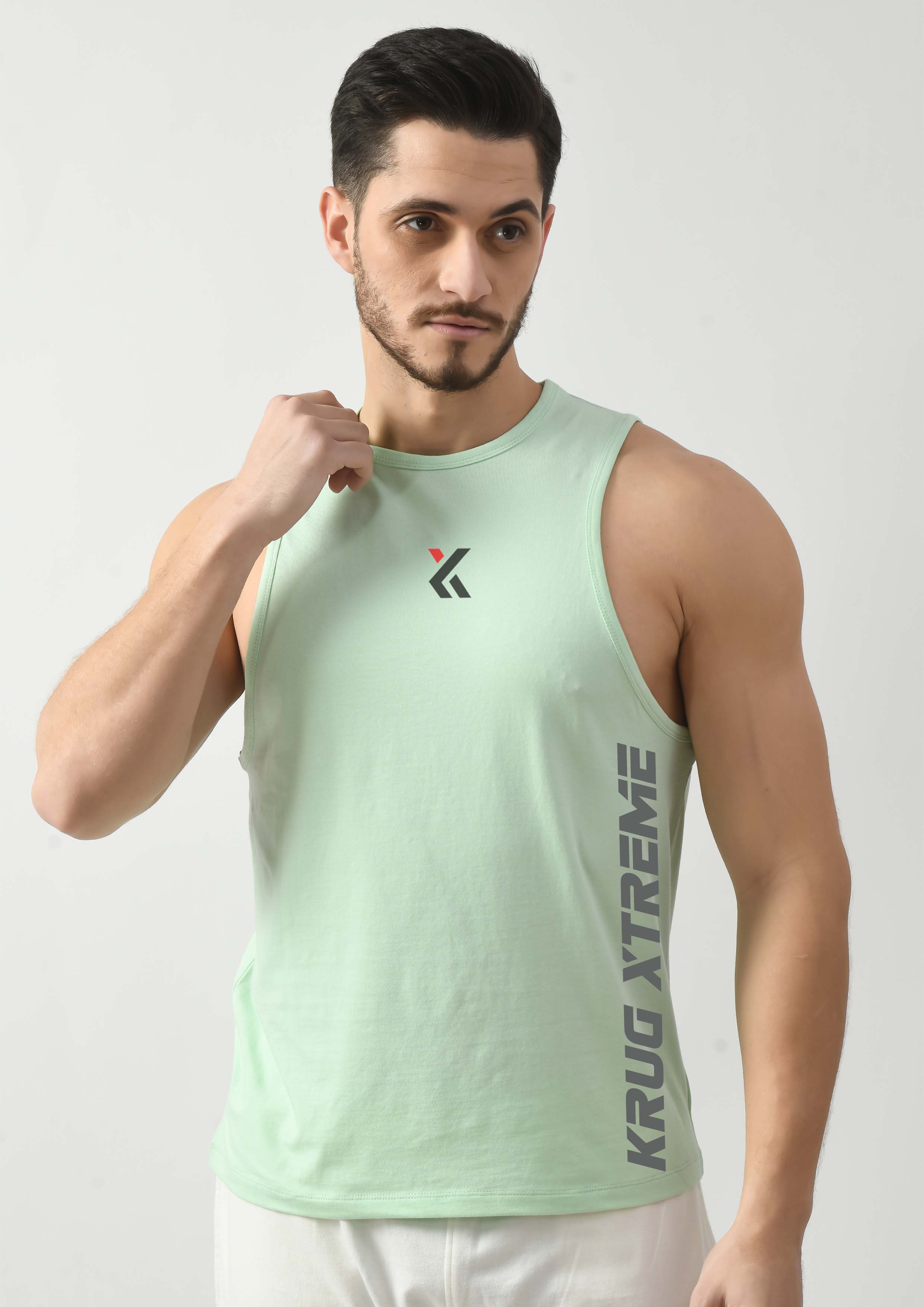 Celadon Green Gym Tank Tops For Mens