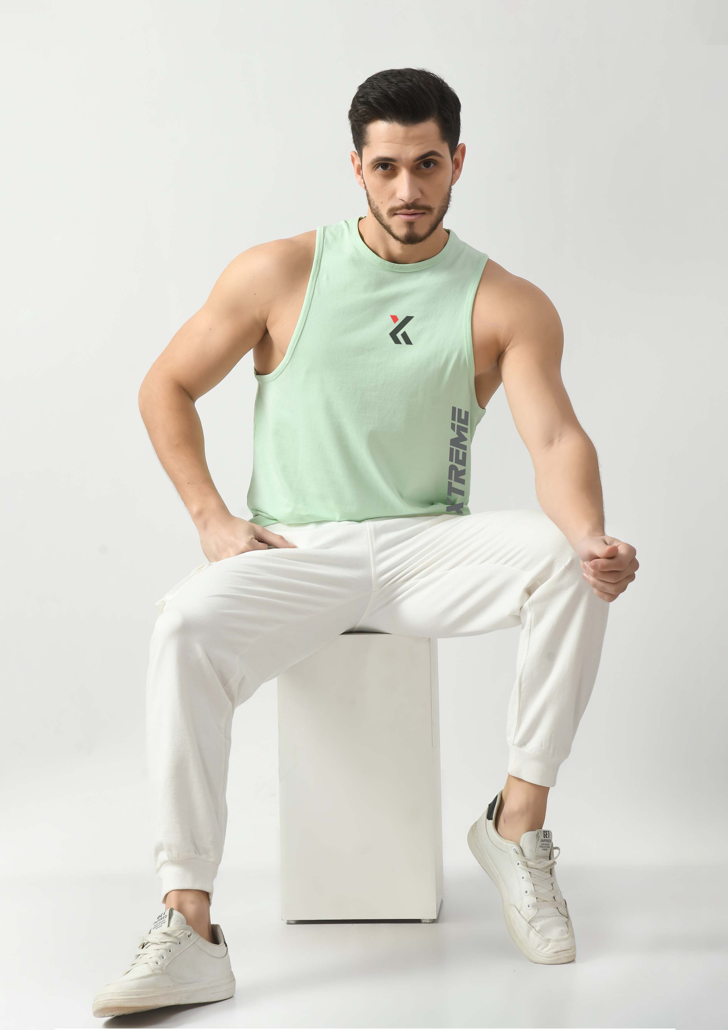 Celadon Green Gym Tank Tops For Mens