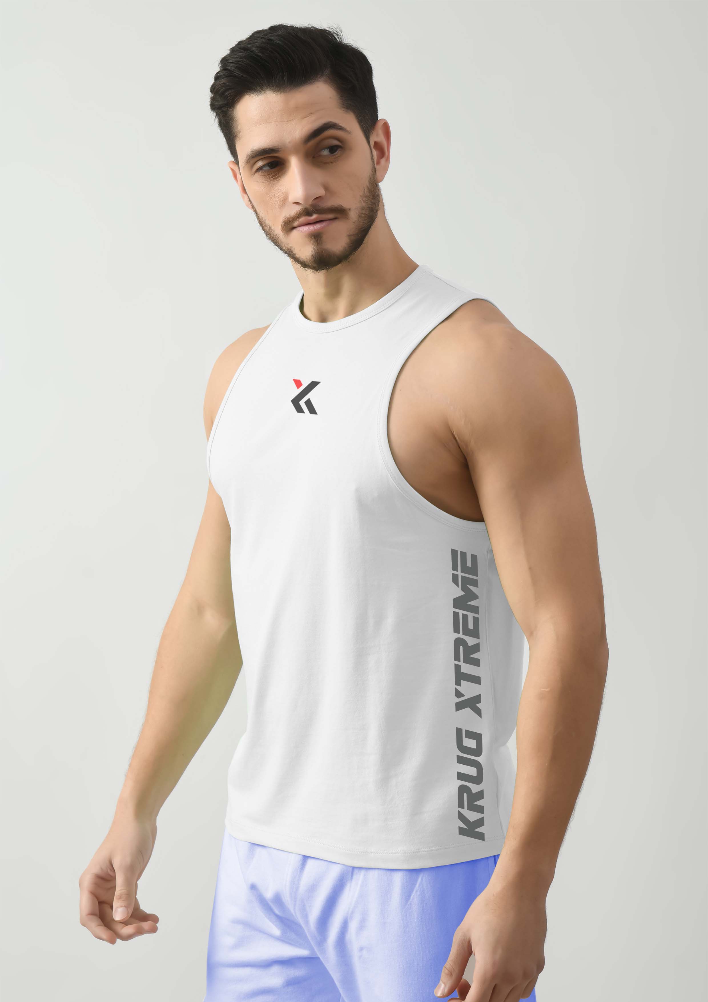 Snowy White Gym Tank Tops For Men