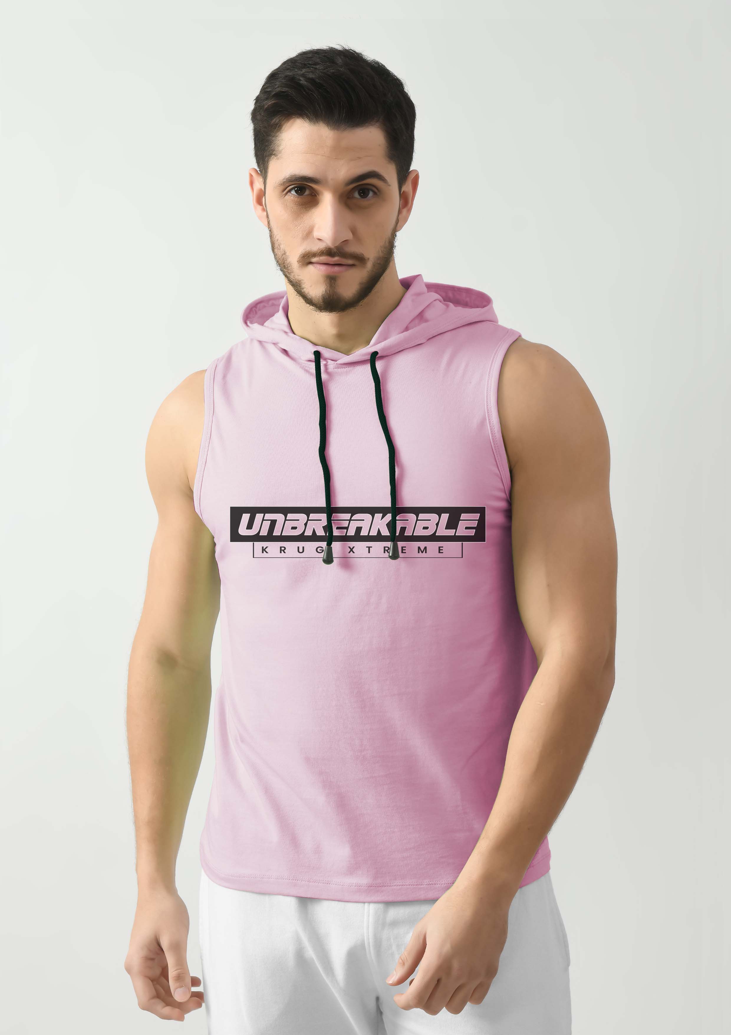 Flamingo Pink Tank Top for Men with Hoodie