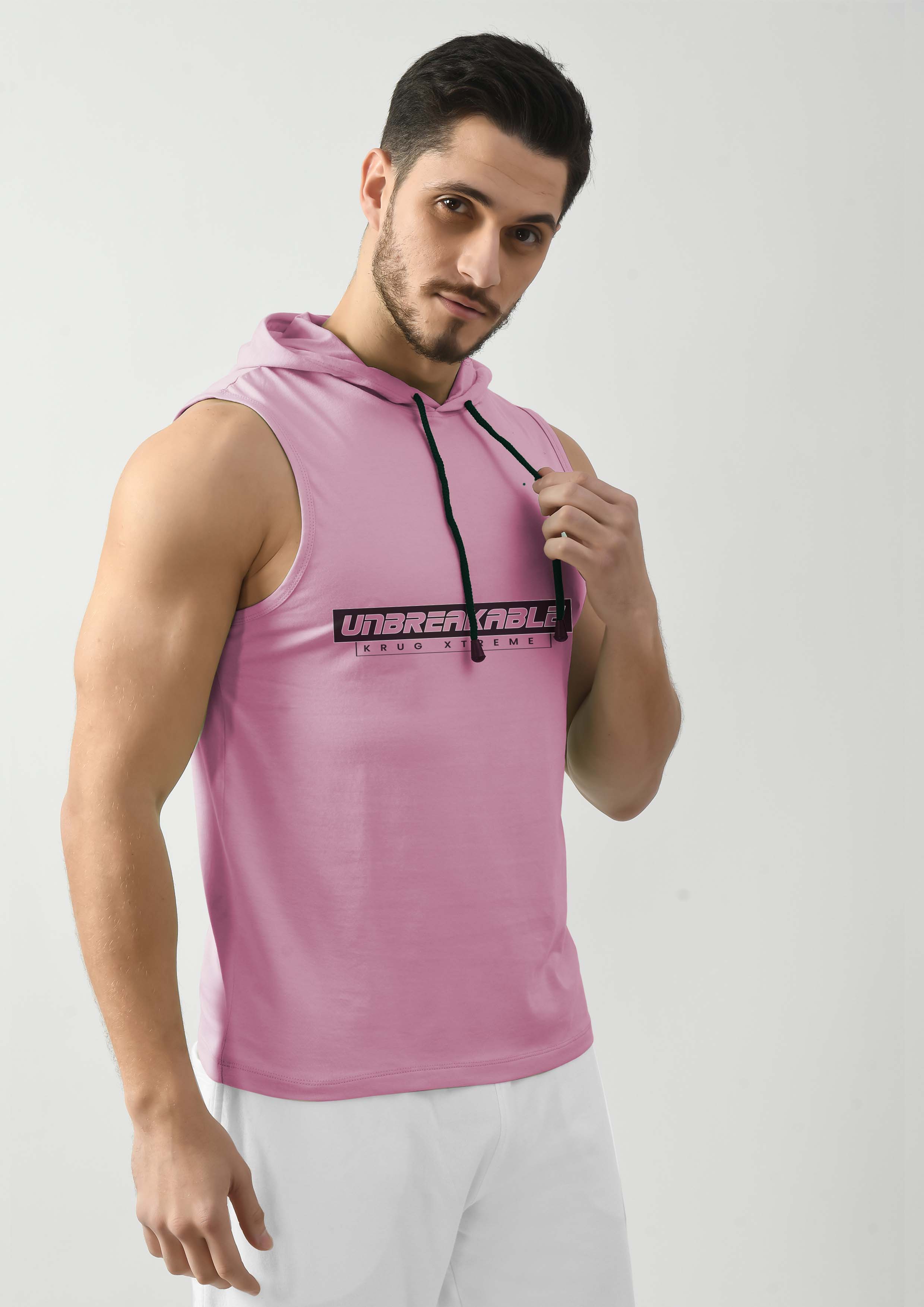 Flamingo Pink Tank Top for Men with Hoodie
