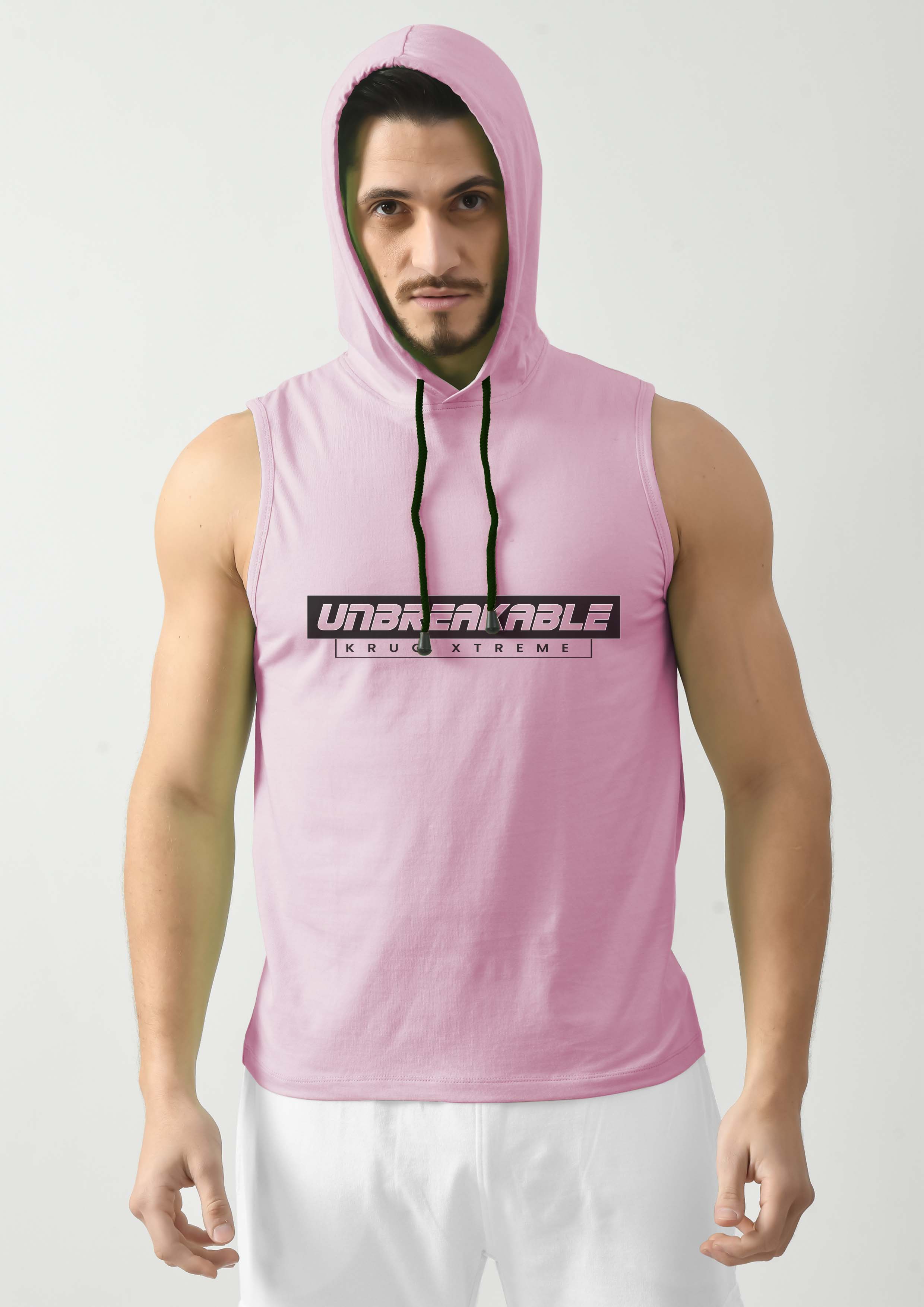 Flamingo Pink Tank Top for Men with Hoodie