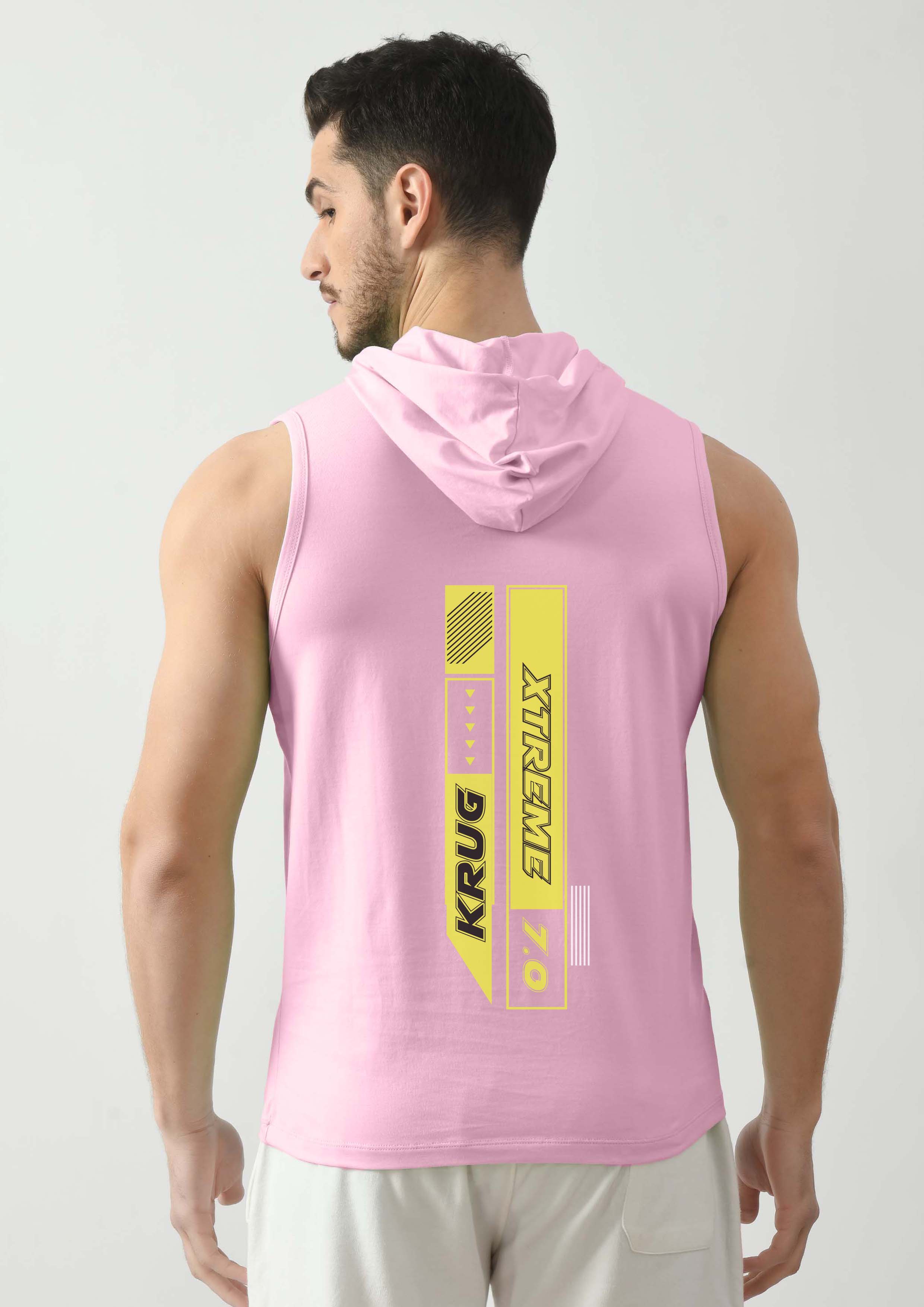 Flamingo Pink Tank Top for Men with Hoodie