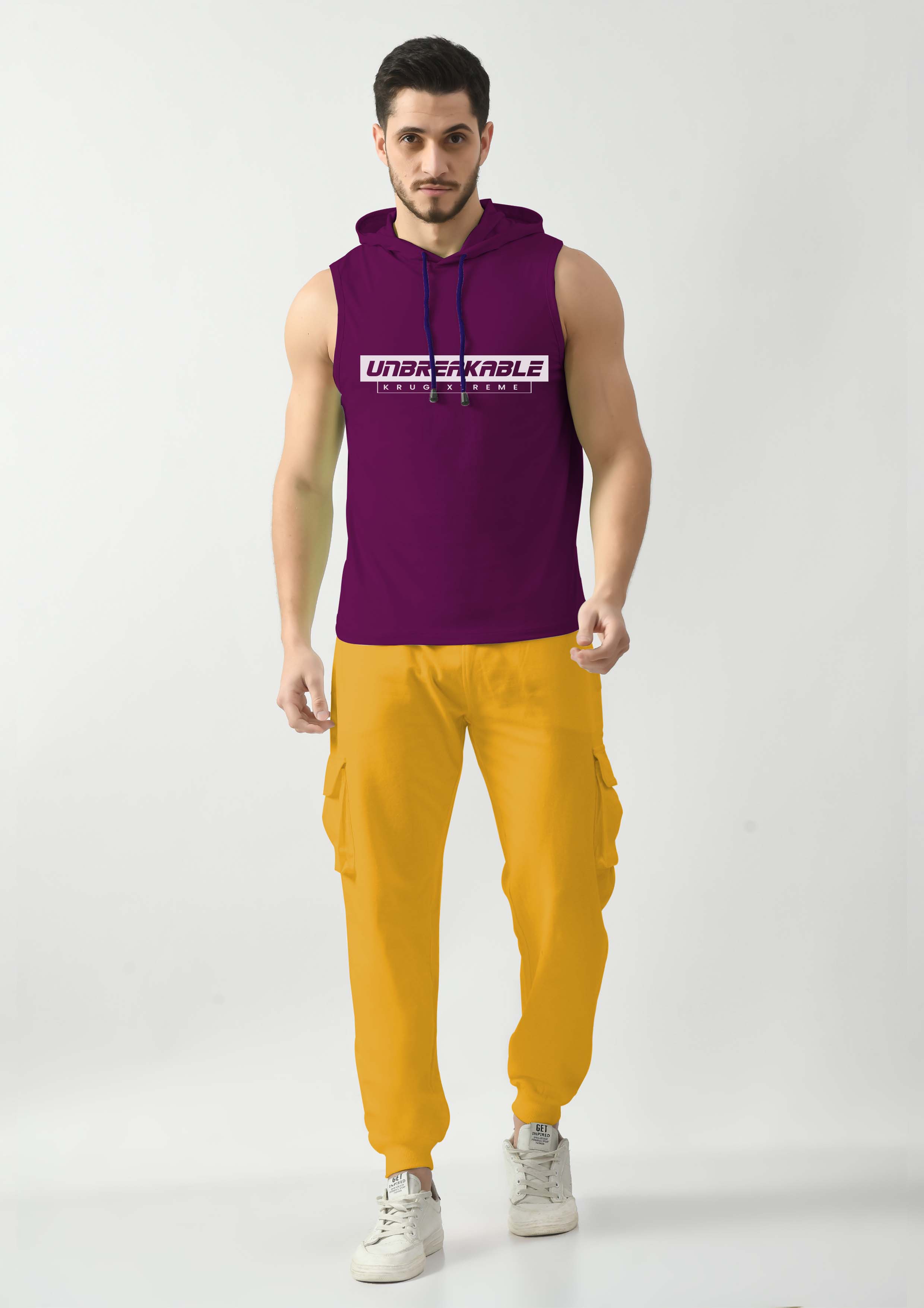 Grape Purple Tank Top for Men with Hoodie