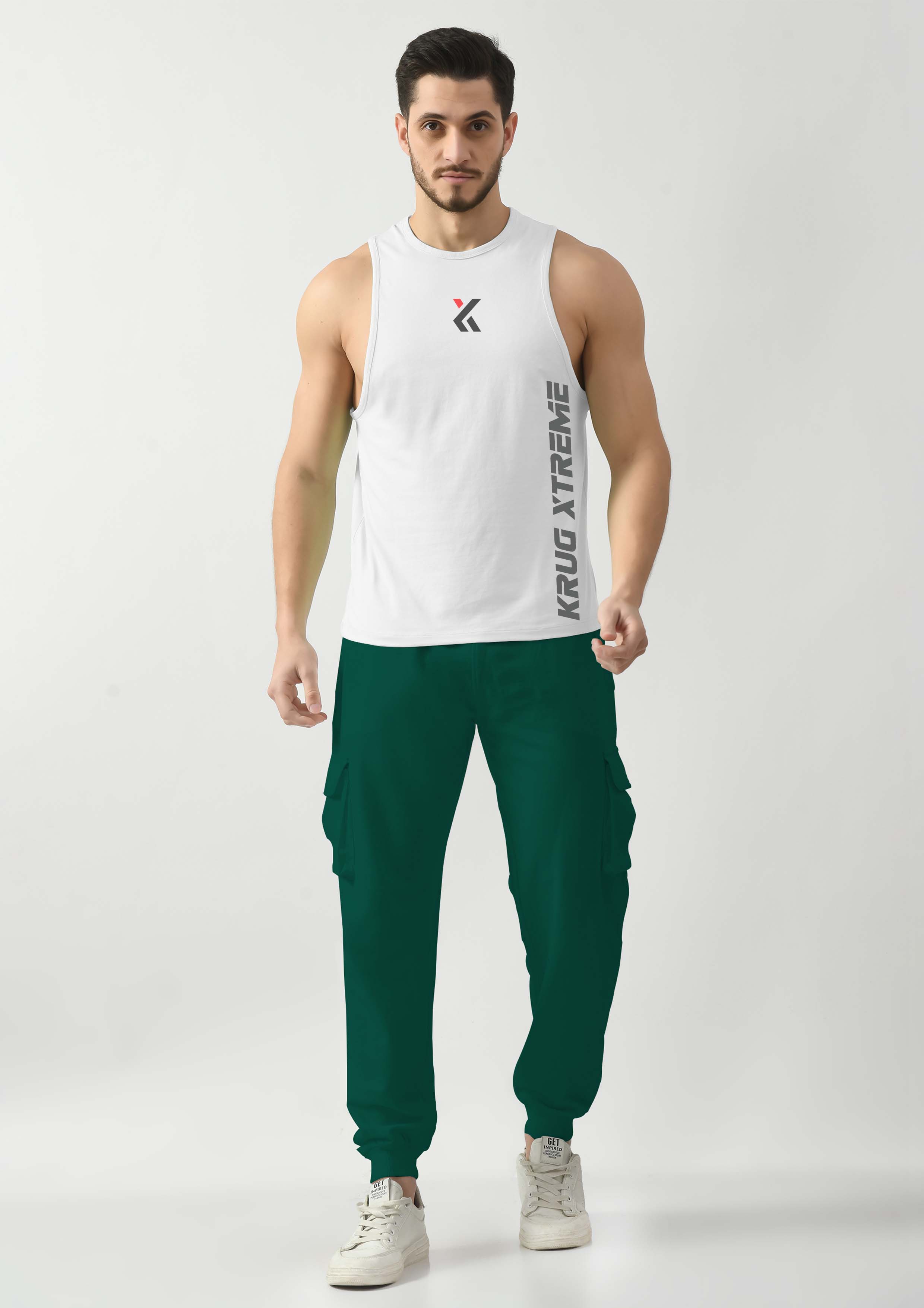 Snowy White Gym Tank Tops For Men
