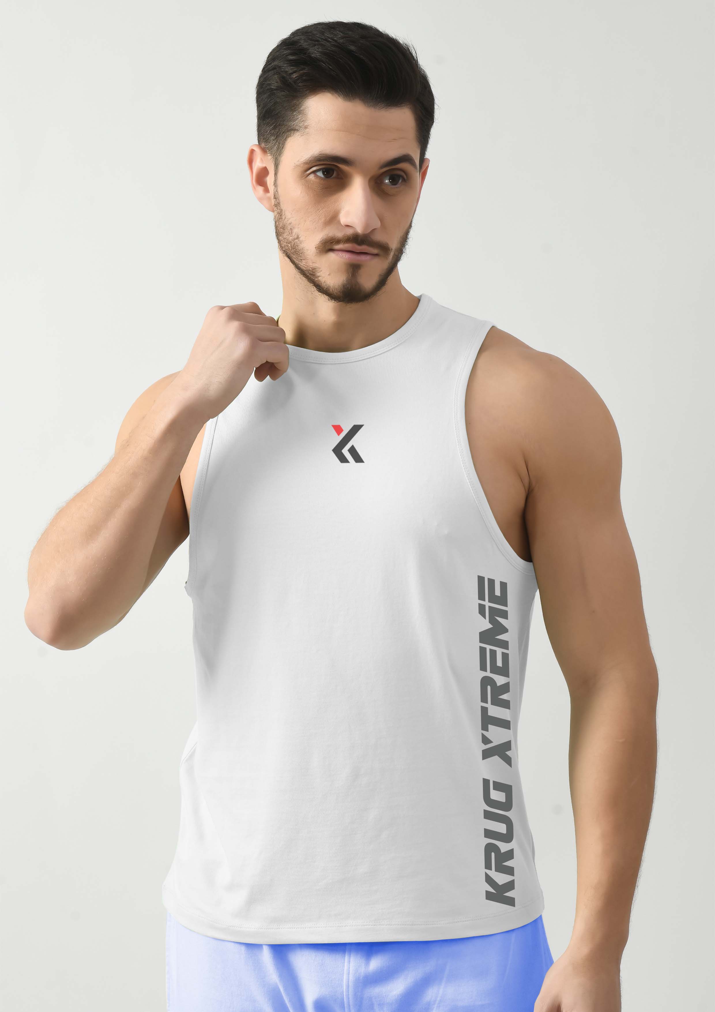 Snowy White Gym Tank Tops For Men