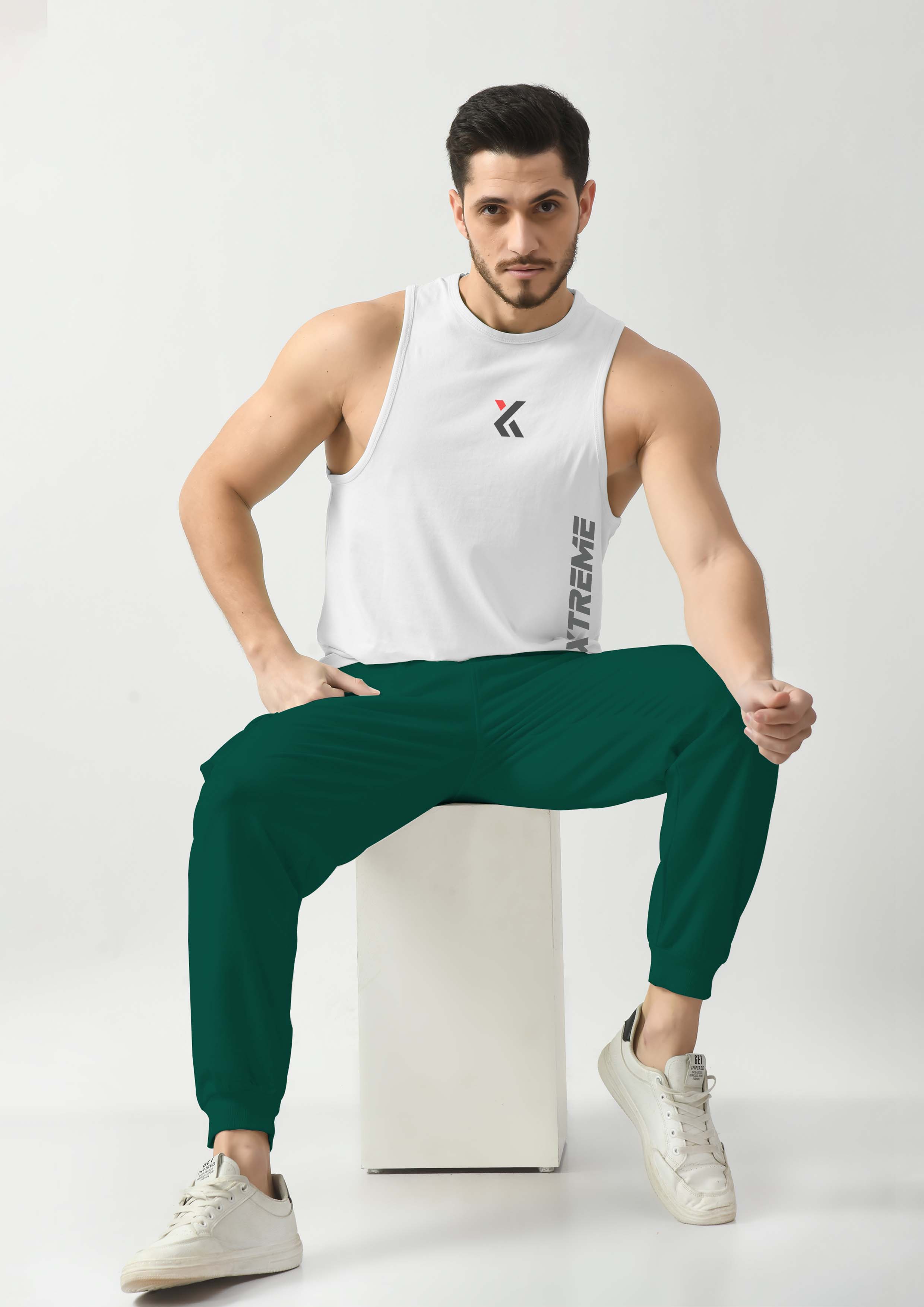 Snowy White Gym Tank Tops For Men