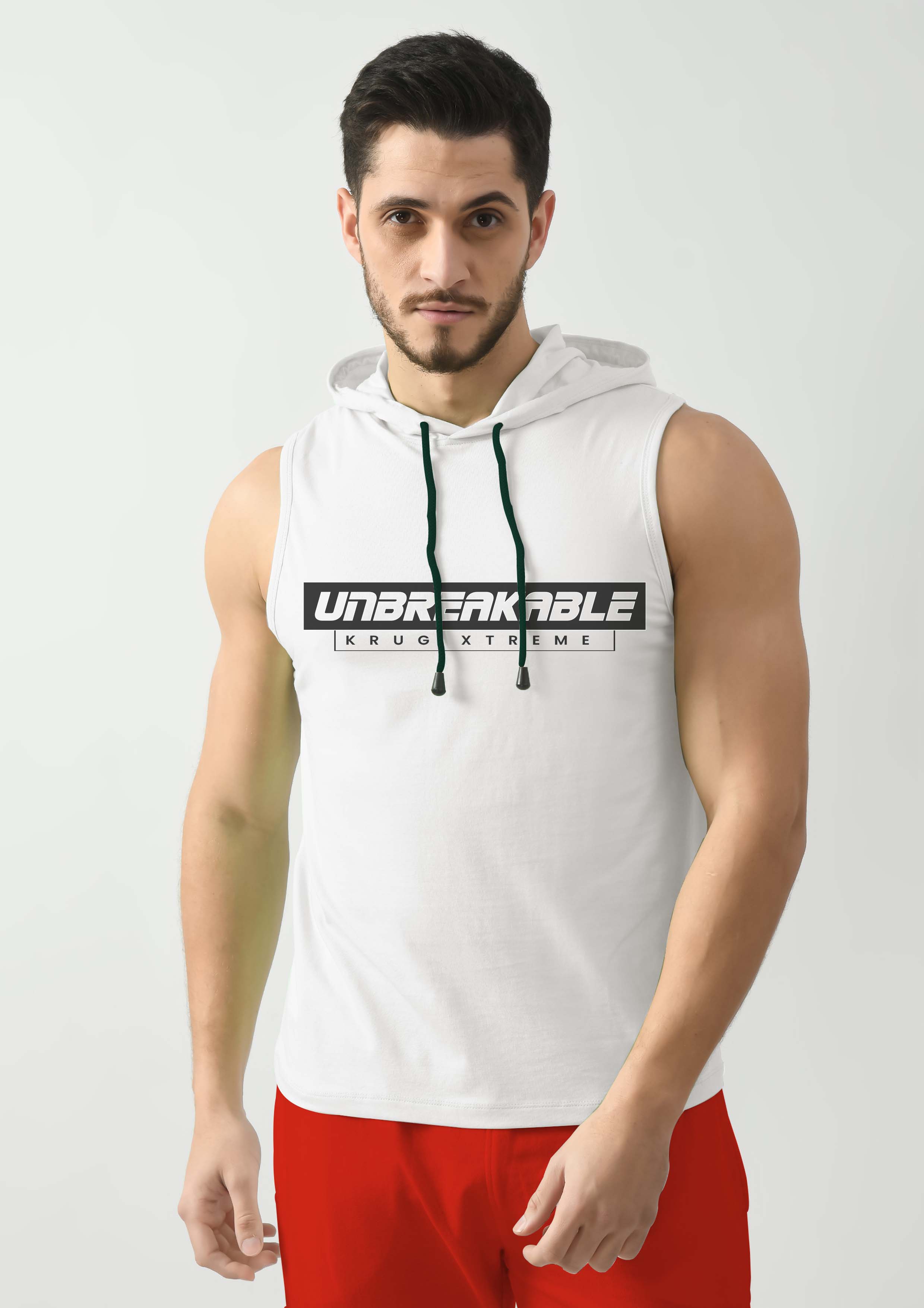 Ivory White Tank Top for Men with Hoodie