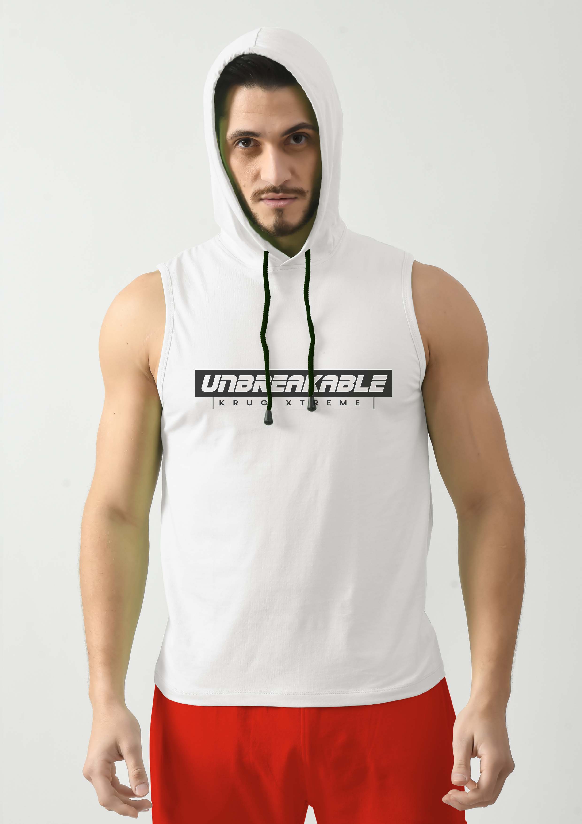 Ivory White Tank Top for Men with Hoodie