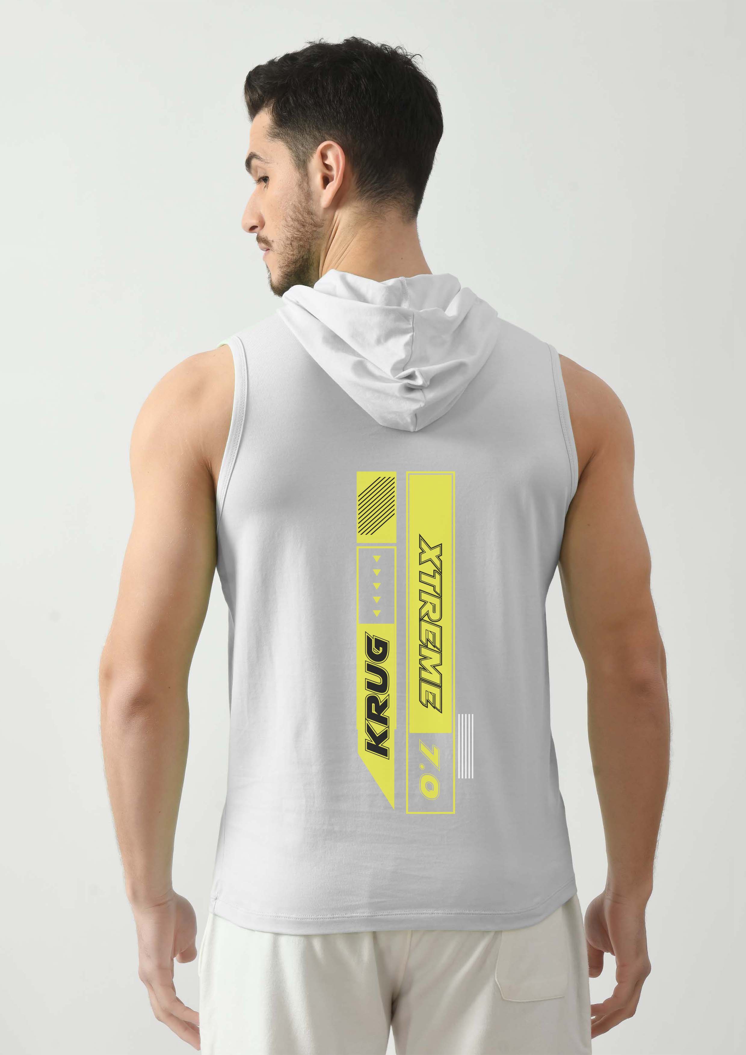 Ivory White Tank Top for Men with Hoodie