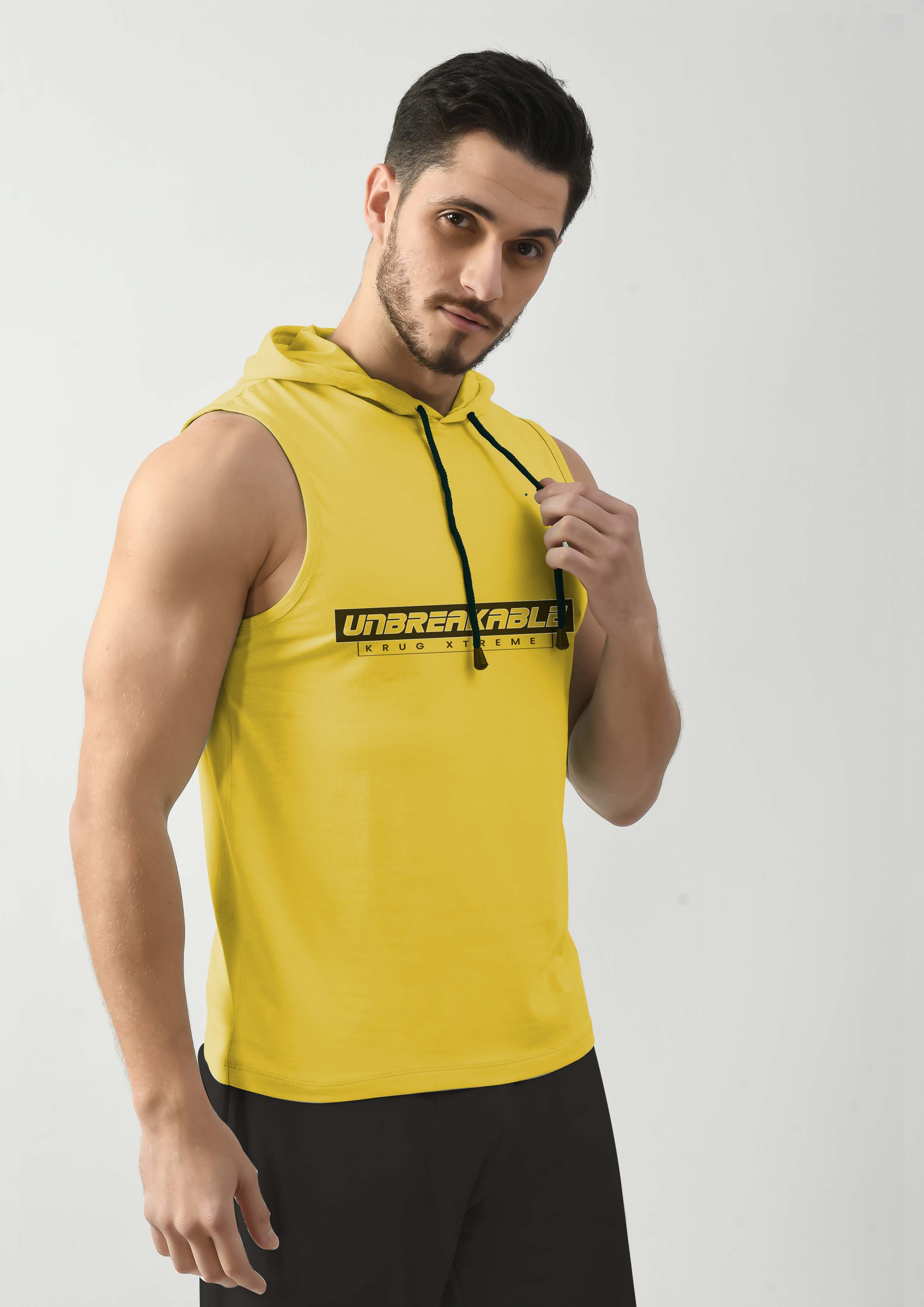 Canary Yellow Tank Top for Men with Hoodie