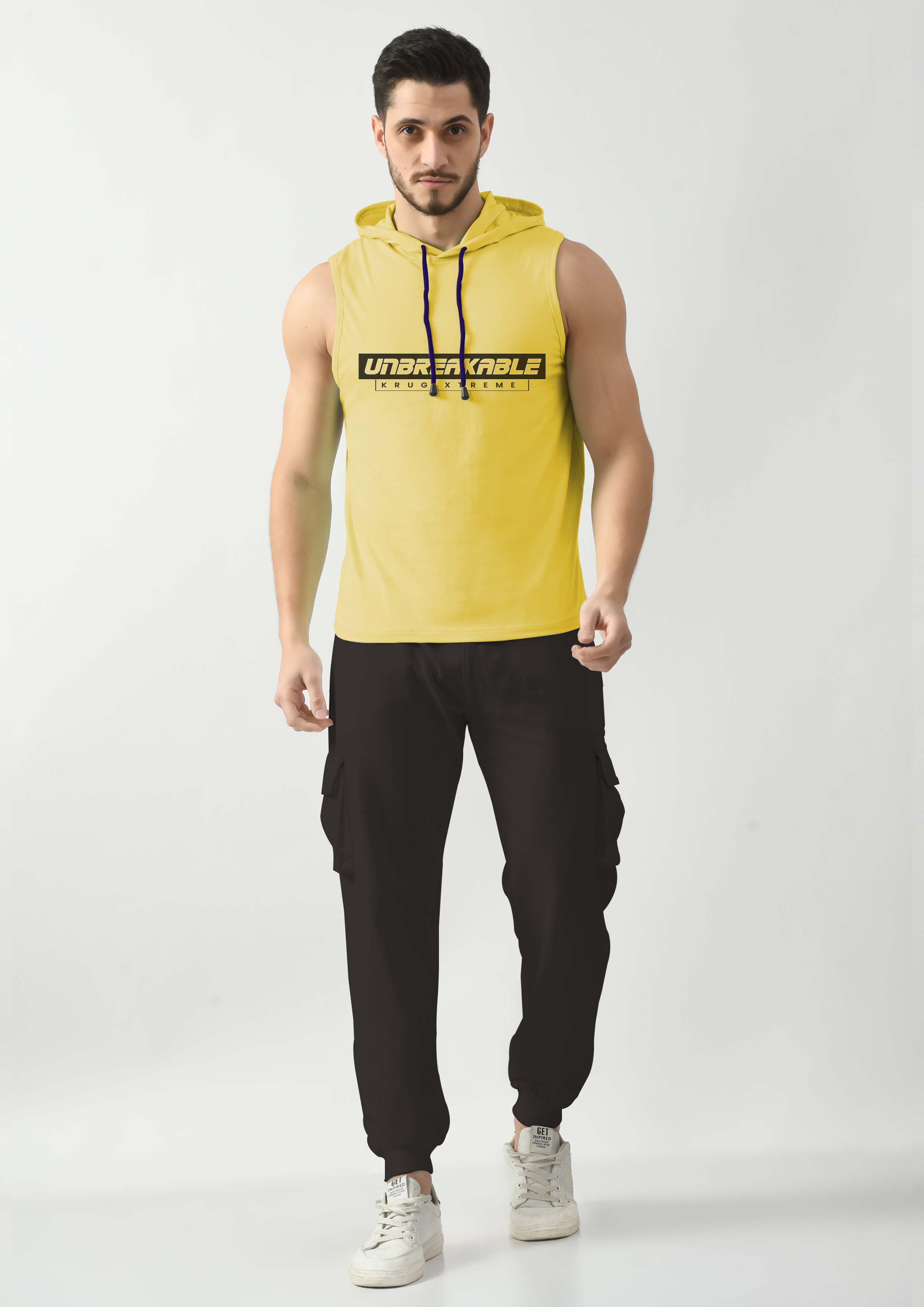 Canary Yellow Tank Top for Men with Hoodie