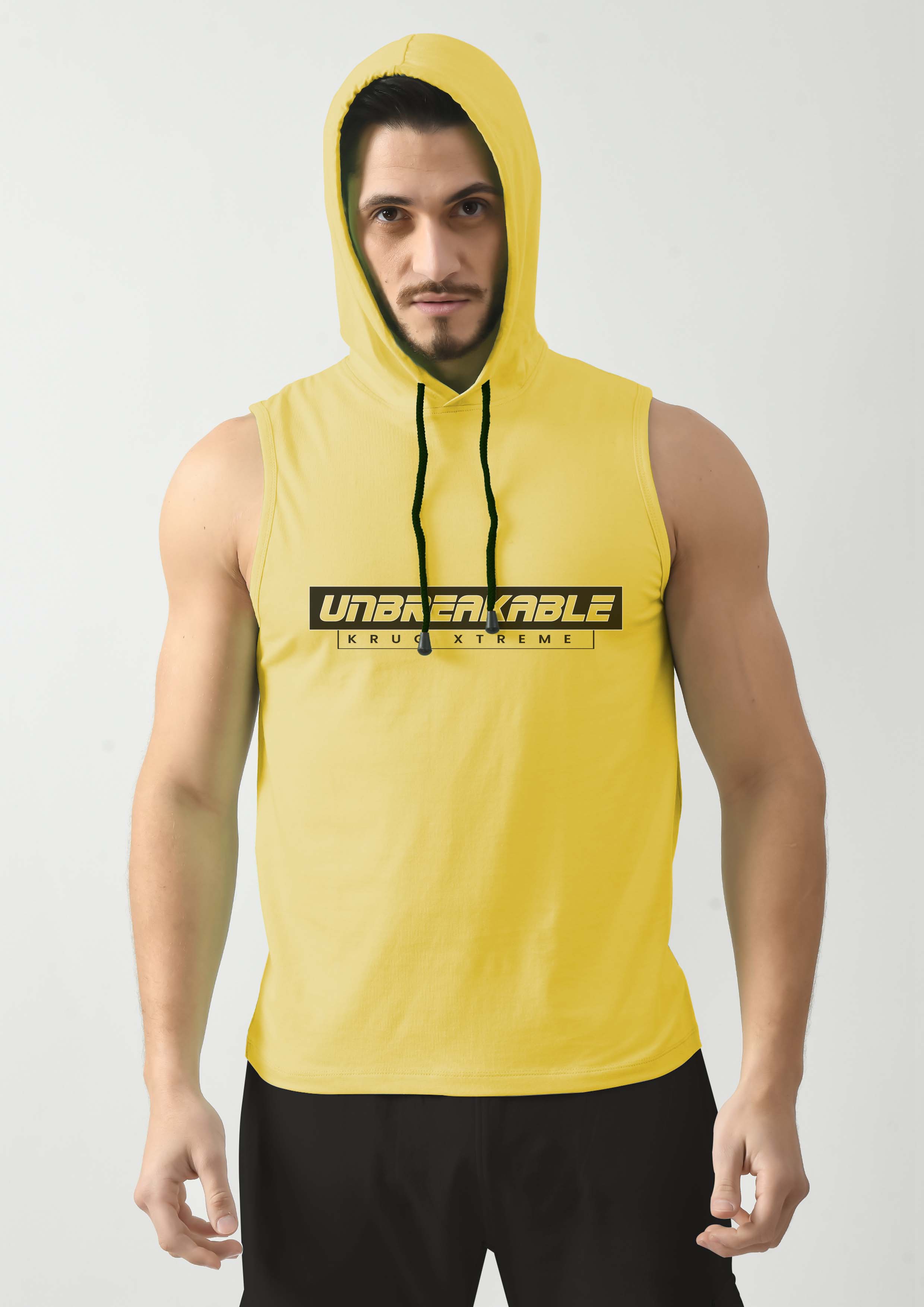 Canary Yellow Tank Top for Men with Hoodie