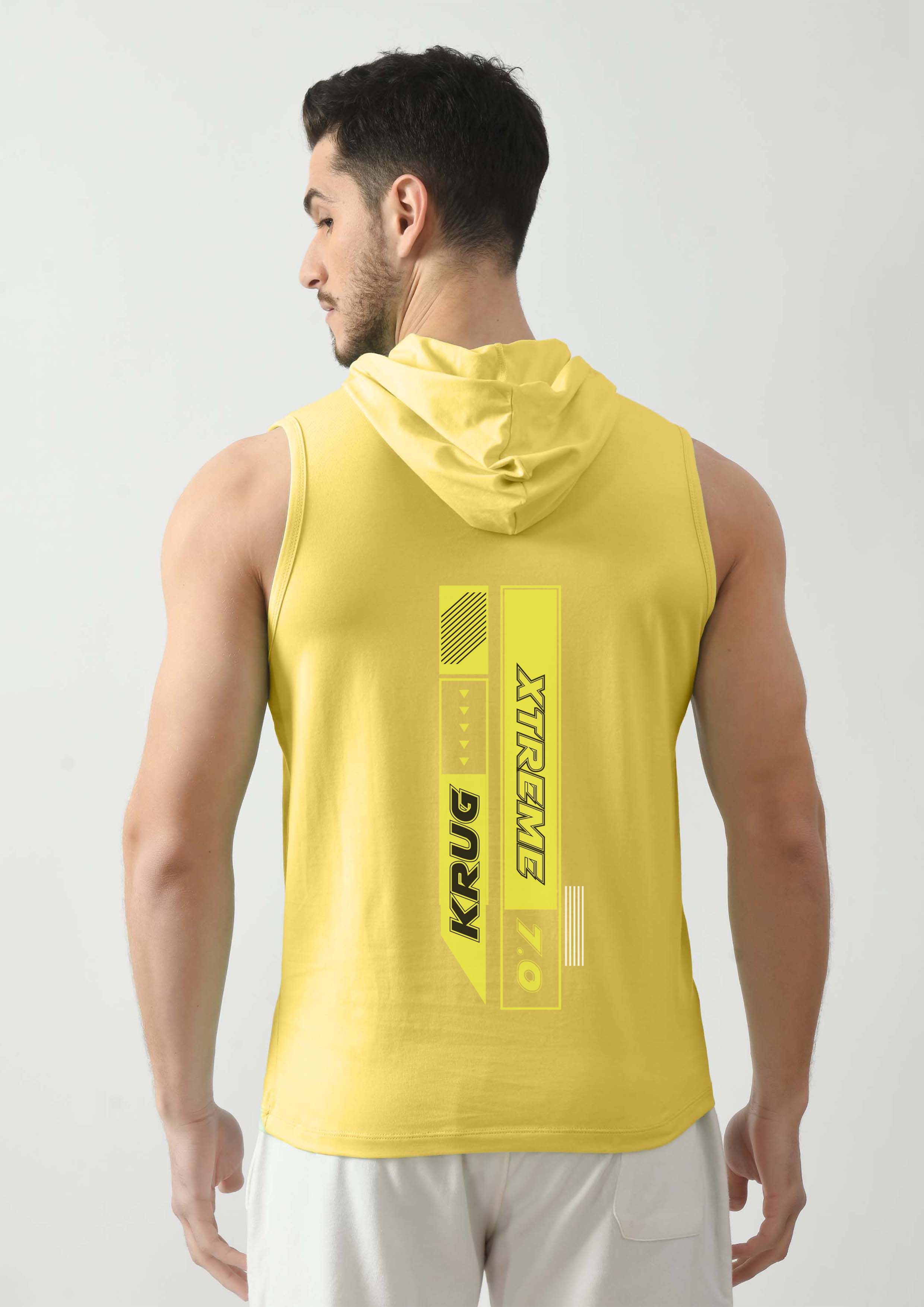Canary Yellow Tank Top for Men with Hoodie